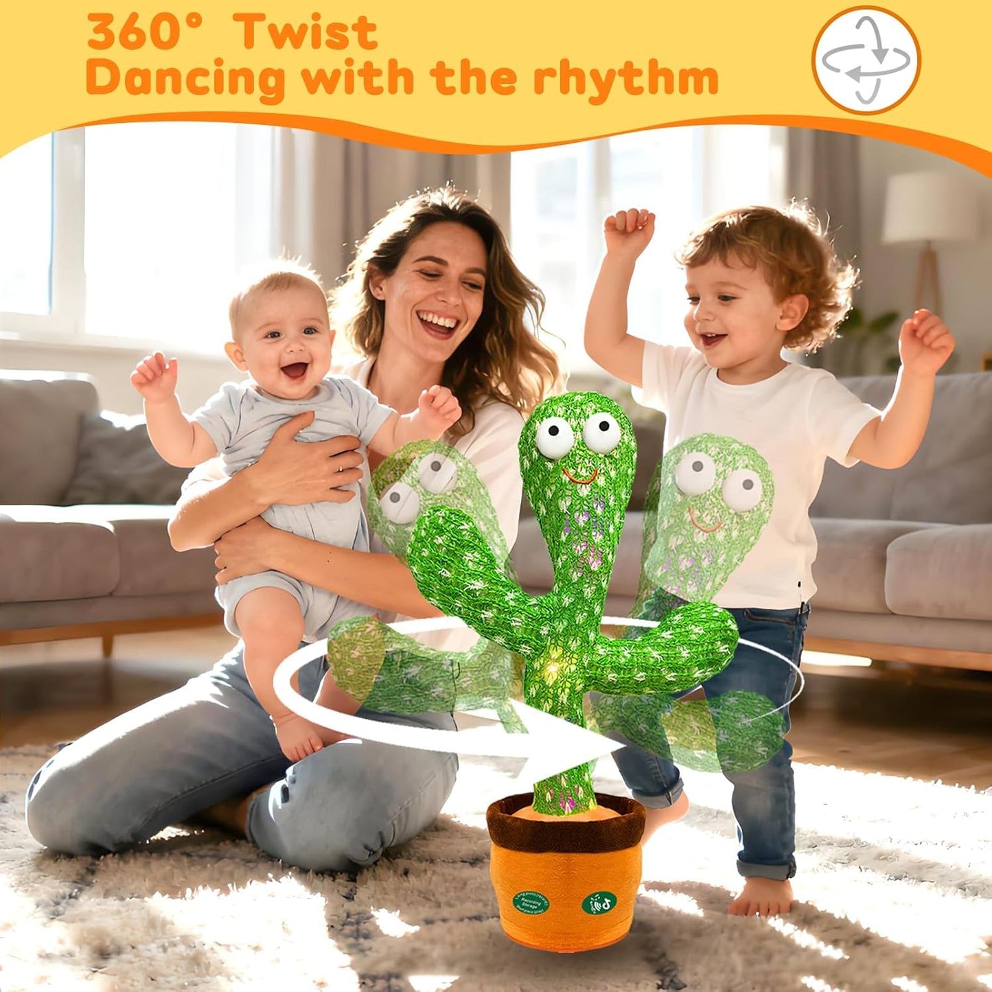 HotHunfur Interactive Baby Toys Dancing Talking Cactus Toy,Funny Gift for Infant, Singing Record Repeat What You Say Light Up Toy for Toddler Boy Girl (Volume Adjustment)