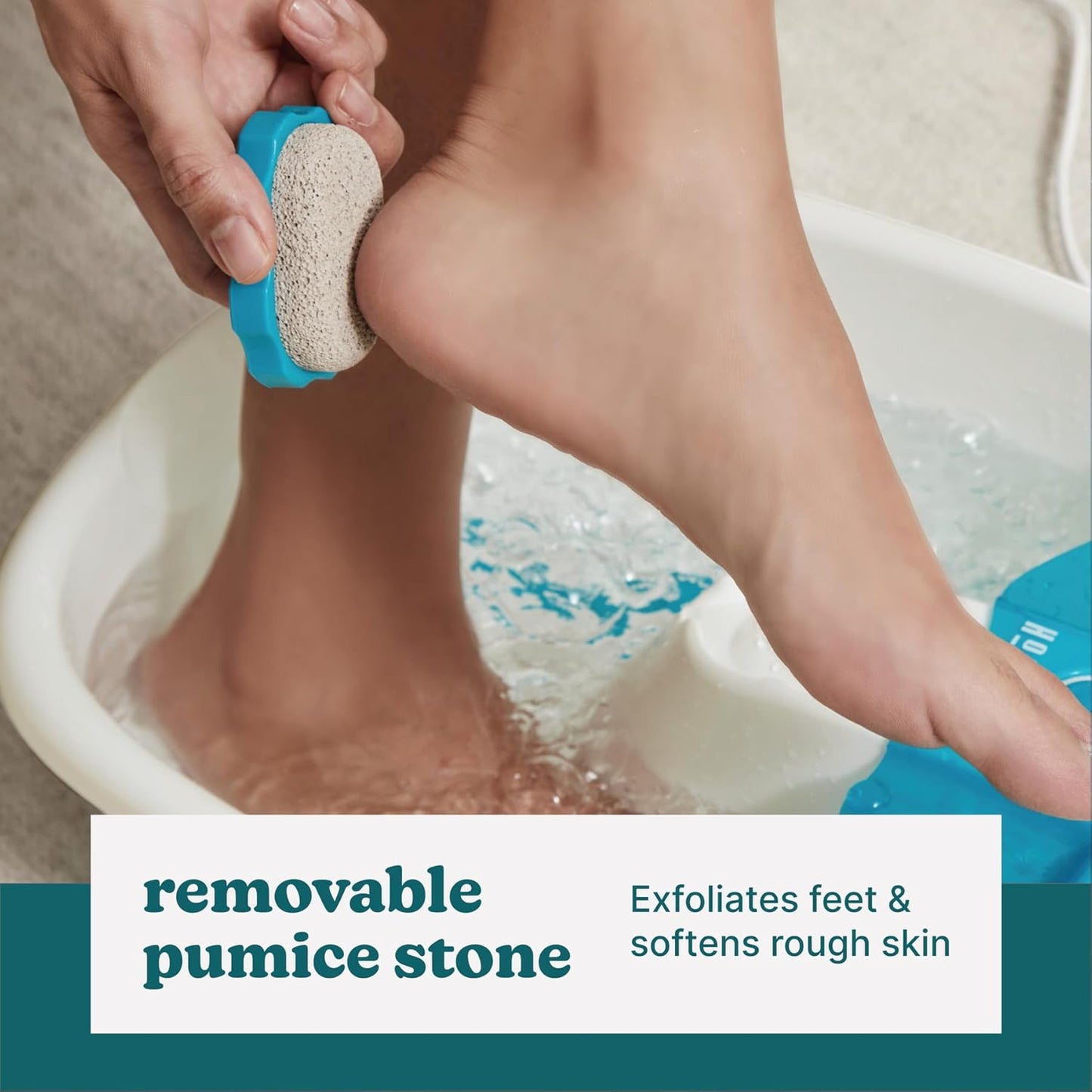 HotHomedics Bubble Mate Foot Spa, Toe Touch Controlled Foot Bath with Invigorating Bubbles and Splash Proof, Raised Massage Nodes and Removable Pumice Stone