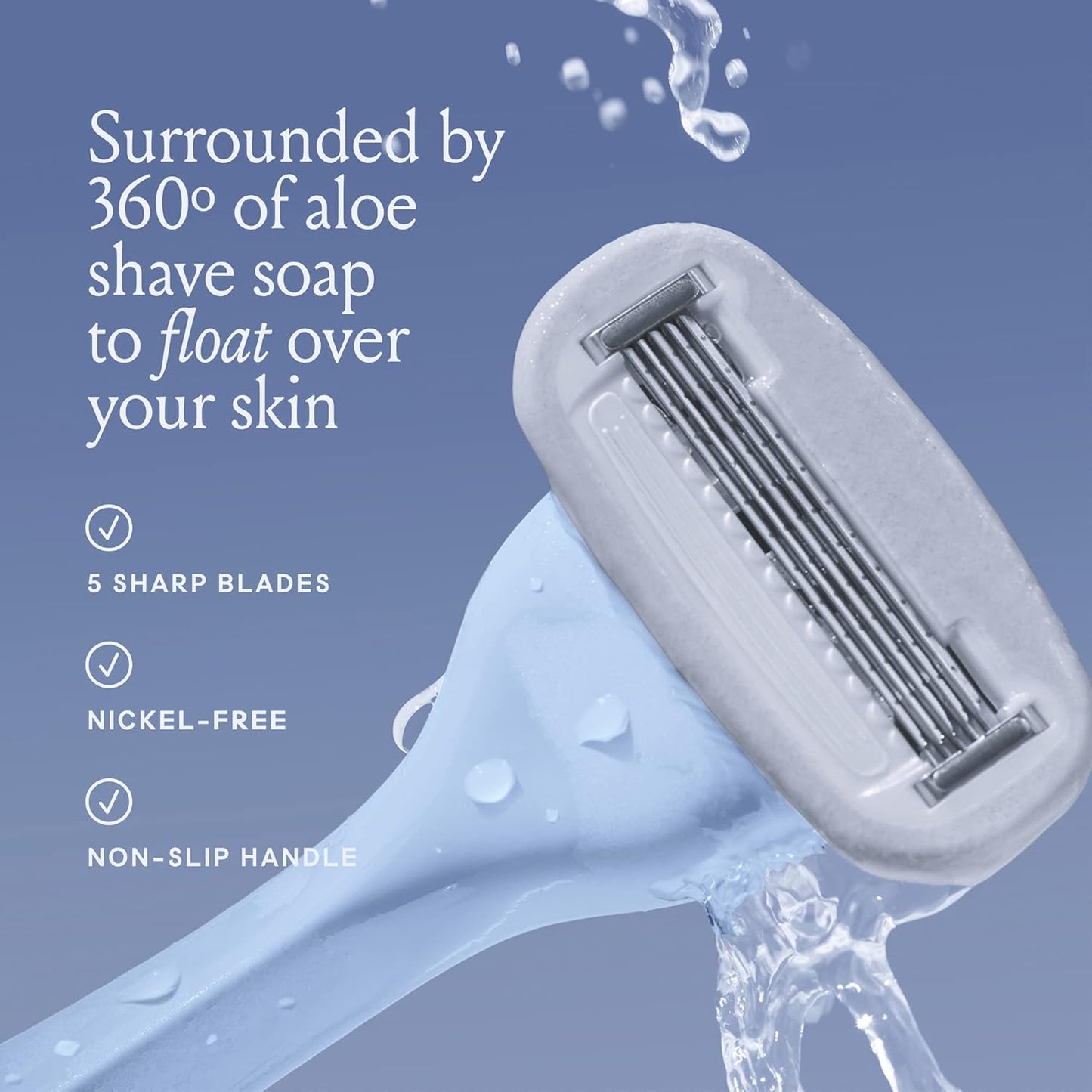HotBillie Razors for Women Shave Kit – Women’s Razor + 4 x 5-Blade Razor Refills + Magnetic Holder – Cool Blue