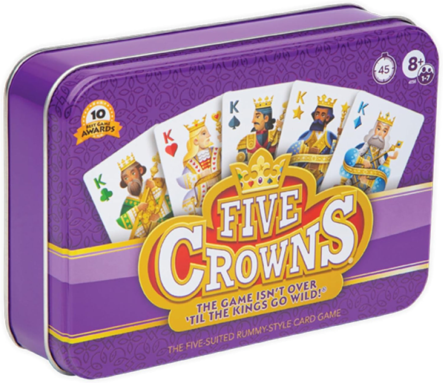 HotFive Crowns Collectible Tin – Card Game for Kids and Adults, Family Game Night, The Game isn’t Over Until the Kings Go Wild, 5 Suited Rummy Style Card Game, 1-7 Players, Ages 8+