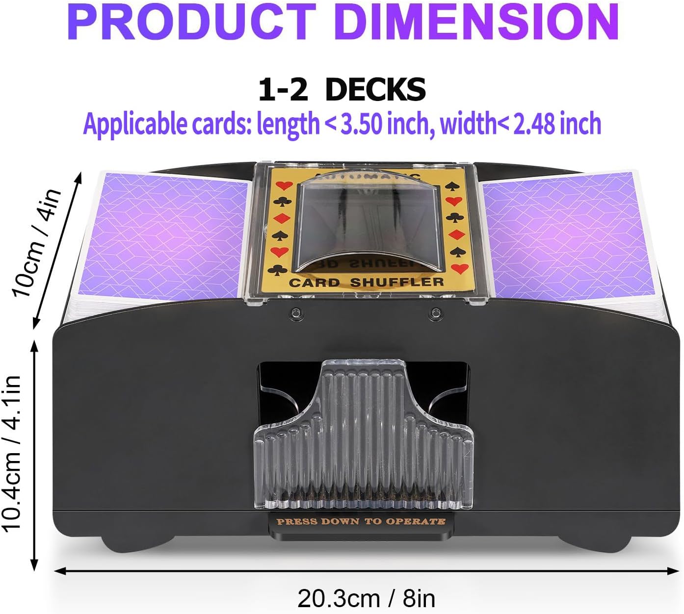 HotFEIERYA Automatic Card Shuffler 2/1/4/6 Deck,Battery-Operated Electric UNO Poker Shuffler,Playing Card Shuffler for Home Card Game,Travel