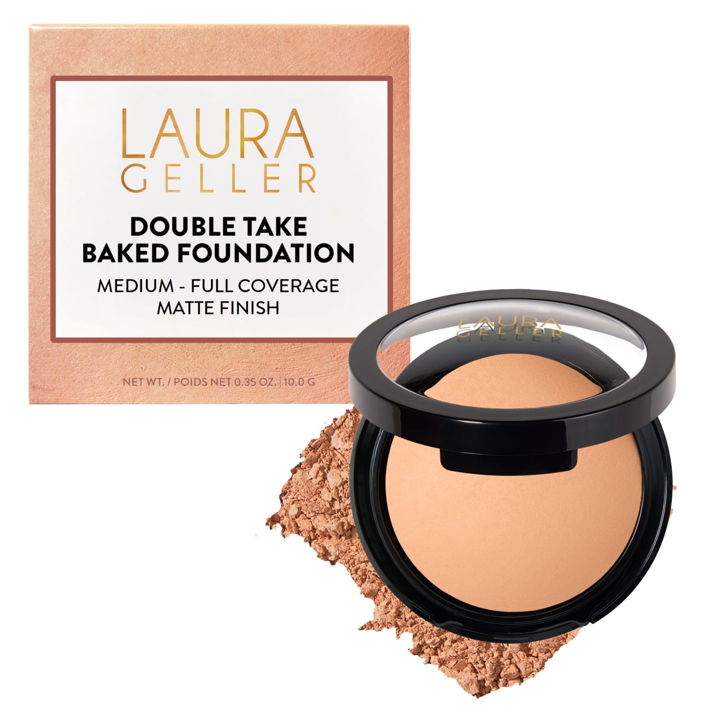 HotLAURA GELLER NEW YORK Baked Double Take Powder Foundation – Longwear Buildable Medium to Full Coverage – Matte Finish – Non-Caking Formula– Handmade in Italy – Mature & Sensitive Skin – Light
