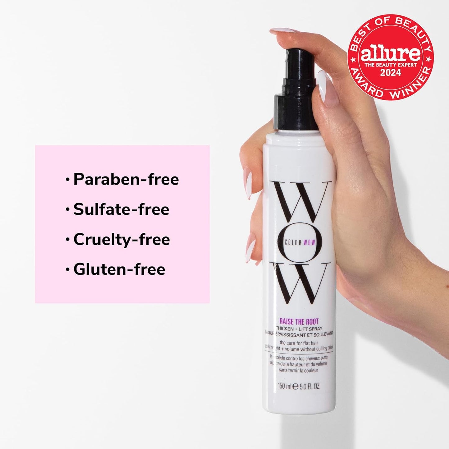HotCOLOR WOW Raise the Root Thicken and Lift Spray, Root Lift and Volume Spray for Fine Flat Hair
