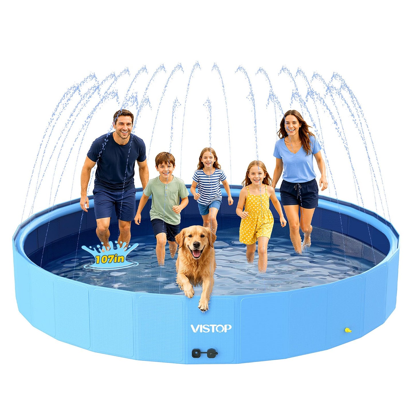 Hot VISTOP Extra Large Foldable Dog Pool XXL, Hard Plastic Shell Portable Swimming Pool for Dogs Cats and Kids Pet Puppy Bathing Tub Collapsible Kiddie Pool (67inch.D x 11.8inch.H, Blue)