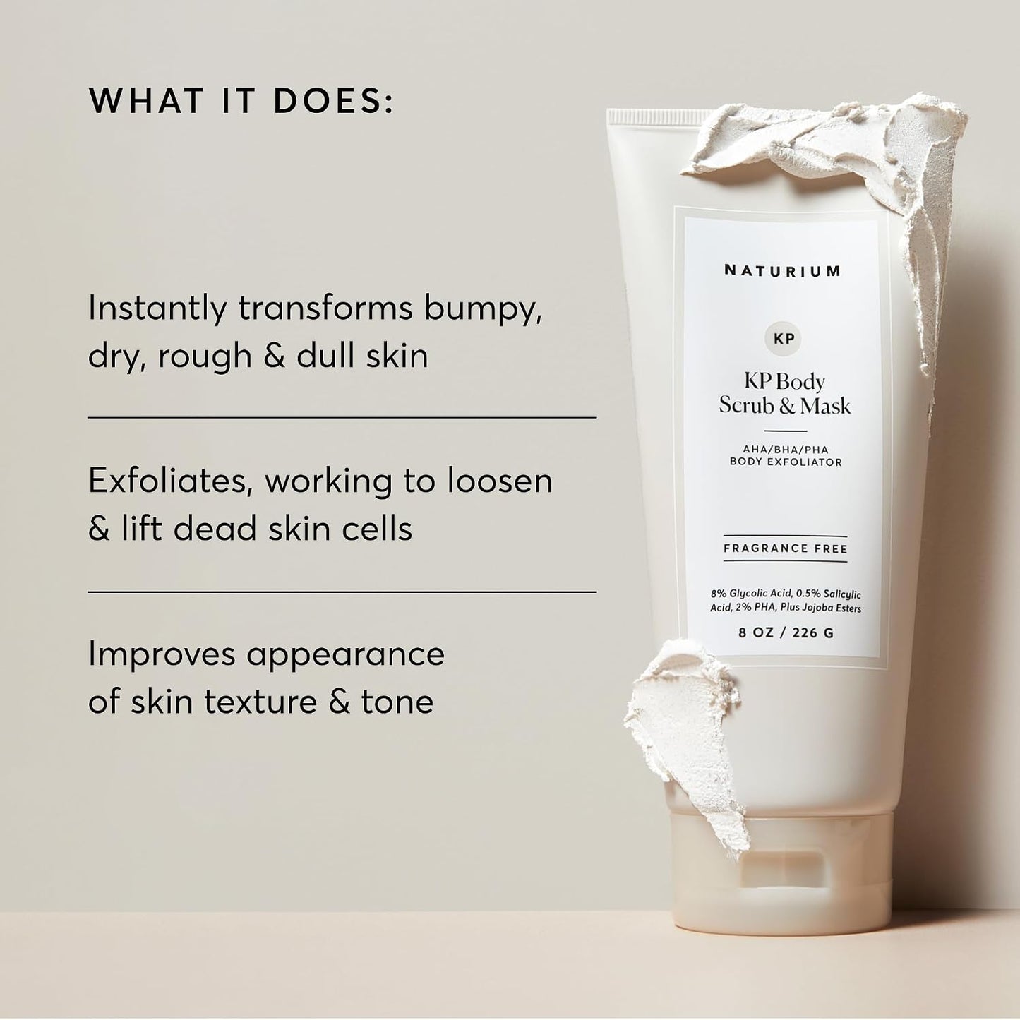 HotNaturium KP Body Scrub & Mask for Keratosis Pilaris, Bump Eraser Shower Scrub & Exfoliator for Skin, 8 oz