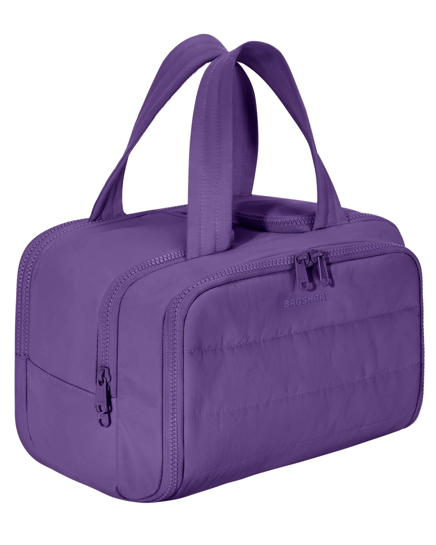 HotBAGSMART Travel Toiletry Bag, Lightweight Large Wide-open Travel Bag for Women, Puffy Cosmetic Makeup Bag Organizer with Handle for Accessories,Essentials, Toiletries, Dark Pink