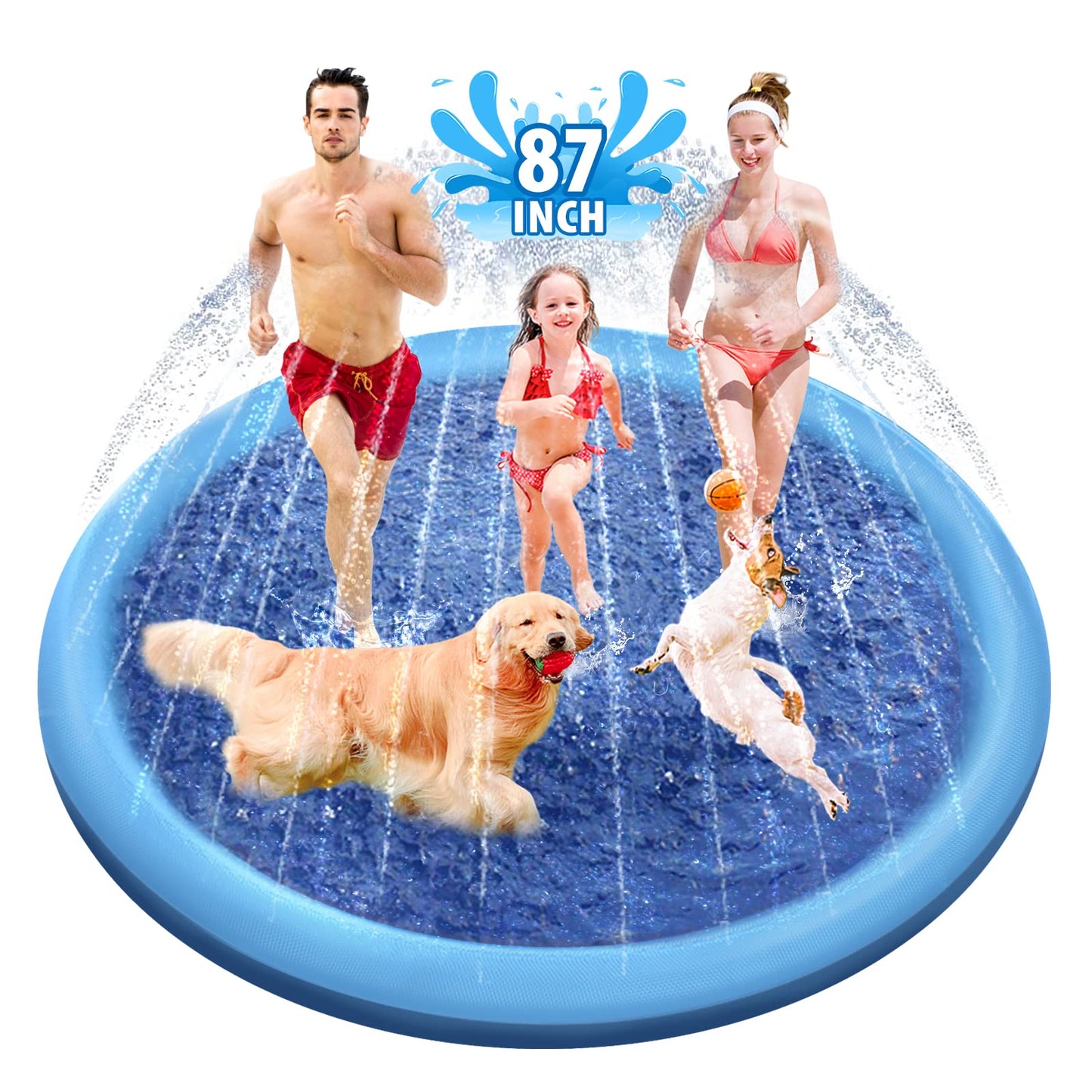 HotRaxurt Non-Slip Splash Pad for Kids and Dog, 67'' Splash Pad Thicken 0.58mm for Kids Ages 4-8 Toddler Baby Splash Sprinkler Pad Dog Pool Summer Outdoor Water Toys for Boys Girls