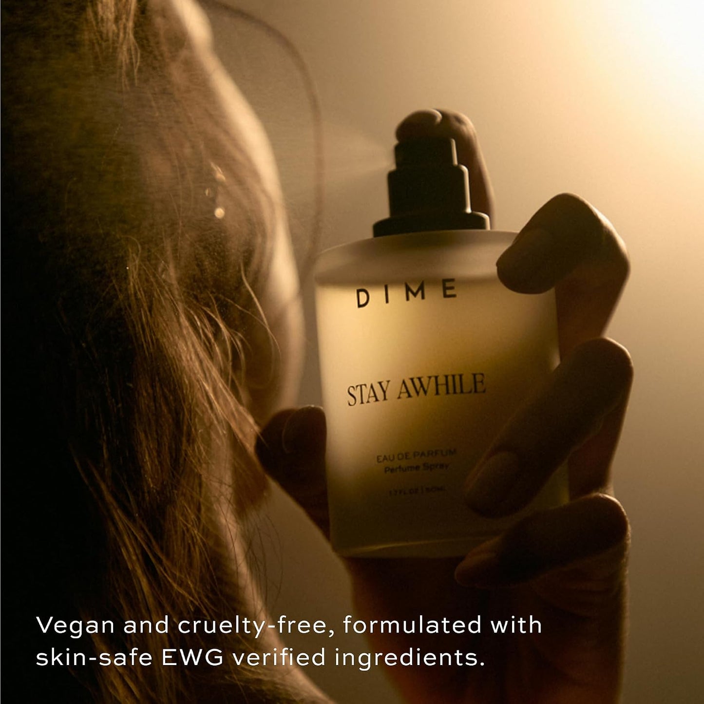 Hot DIME Beauty Stay Awhile Perfume for Women, Warm Gourmand with Toasted Pistachio, Cashmere Musk, and Vanilla Bean Clean, Vegan, Cruelty-Free Fragrance, 1.7 oz / 50 ml