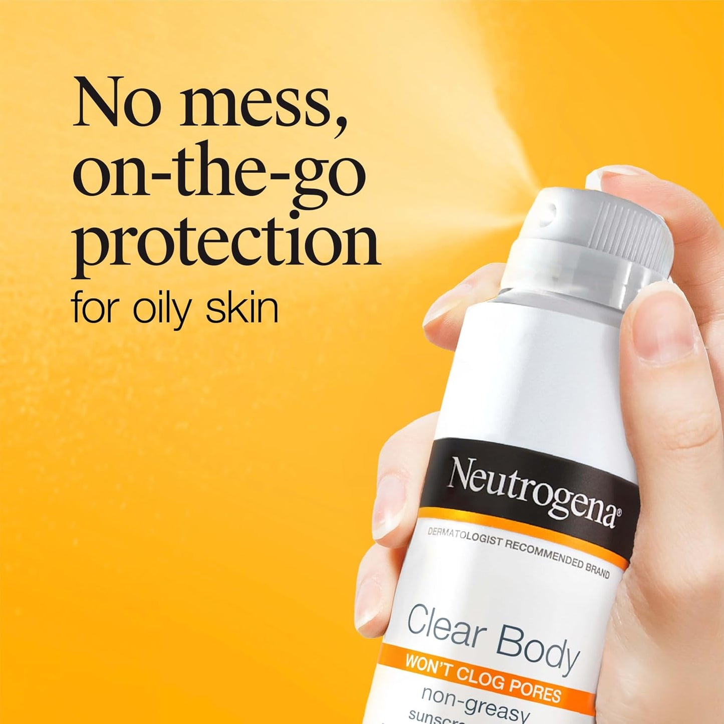 HotNeutrogena Clear Body SPF 50 Sunscreen Spray, Broad Spectrum UVA/UVB Sun Protection, Water-Resistant, Non-Comedogenic, Lightweight Body Sunscreen with Vitamin E & Niacinamide for Skin Care, 5 oz