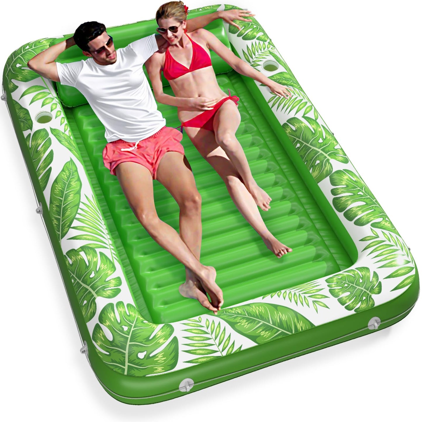 Hot Inflatable Tanning Pool Lounger Float - Jasonwell 4 in 1 Sun Tan Tub Sunbathing Pool Lounge Raft Floatie Toys Water Filled Tanning Bed Mat Pad for Adult Blow Up Kiddie Pools Kids Ball Pit (Rose,L)