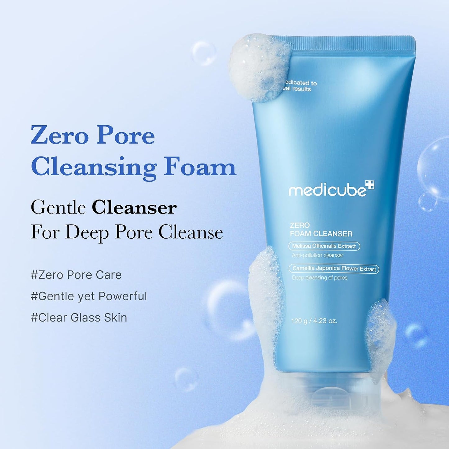 Hotmedicube Facial Cleanser Zero Foam Cleanser for Pore & Excess Oil Care | Daily Gentle Cleansing Foam - Excess Sebum Control, Hydration, Pore Minimization, Korean Skincare, Sensitive Skin, 4.23 oz
