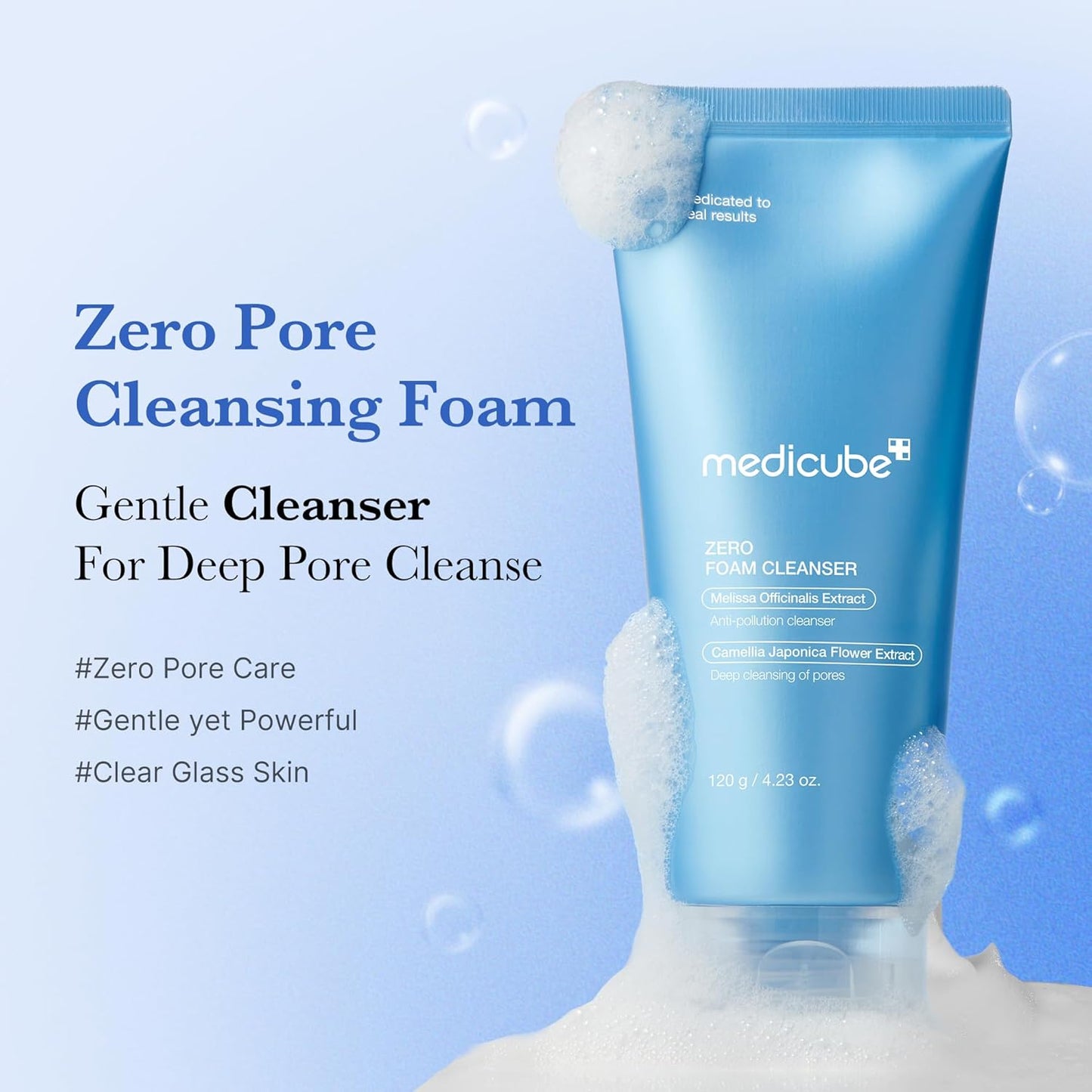 Hotmedicube Facial Cleanser Zero Foam Cleanser for Pore & Excess Oil Care | Daily Gentle Cleansing Foam - Excess Sebum Control, Hydration, Pore Minimization, Korean Skincare, Sensitive Skin, 4.23 oz