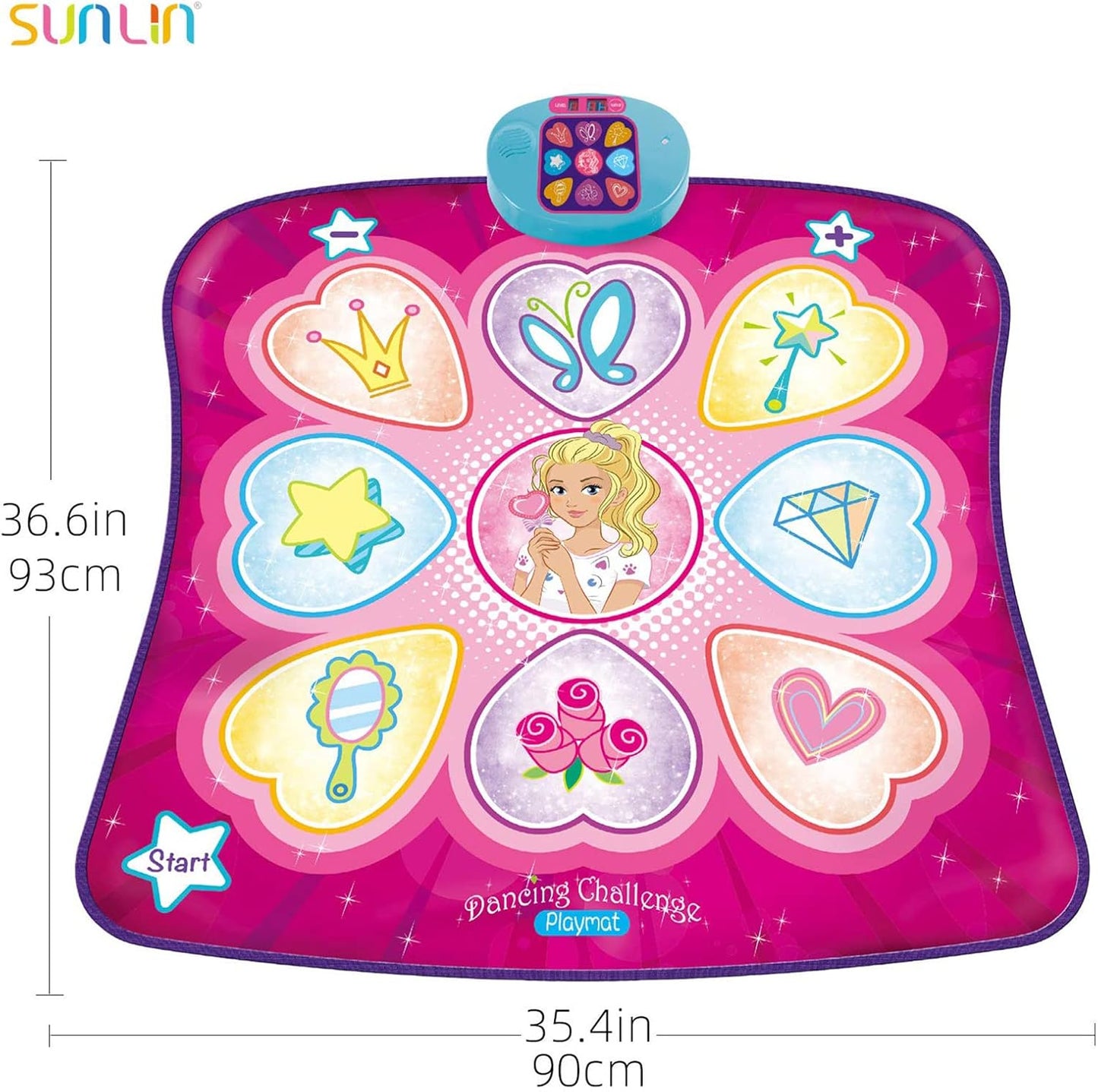 HotSUNLIN Dance Mat - Rhythm Step Play Mat - Dance Game Toy Pad with LED Lights, Gift for Kids Girls 3-8, Adjustable Volume, Built-in Music, 3 Challenge Levels