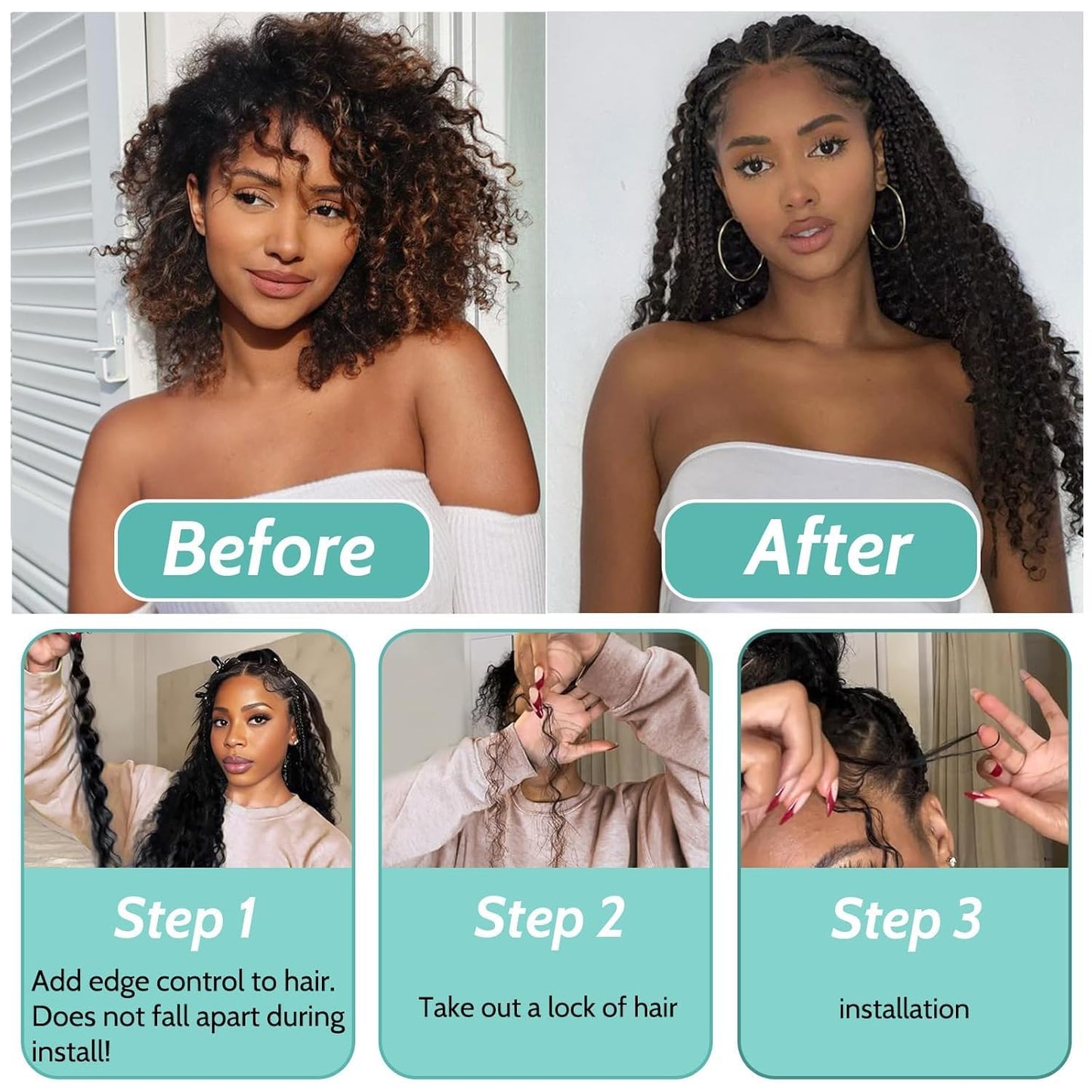 HotMOTFIN Human Braiding Hair for Boho Braids 20 Inch Curly Wave Bulk Bundles | 110g Boho Hair for Braiding, 12A 100% Virgin, Long-lasting, Tangle Free, Deep Wave, Knotless Bohemian Braid, Natural Color