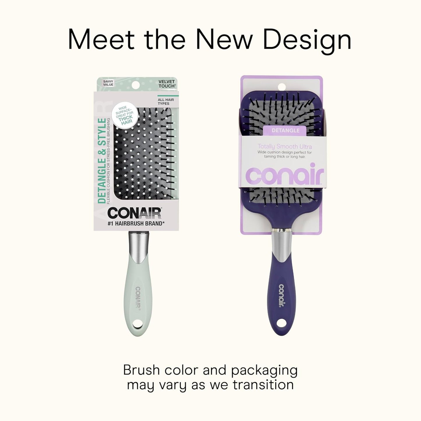 HotConair Paddle Hair Brush, Ultra Wide Detangling Design for Thick Hair | Paddle detangler brush with ball-tipped bristles, a soft-touch handle, and a flexible cushion base for stress-free brushing