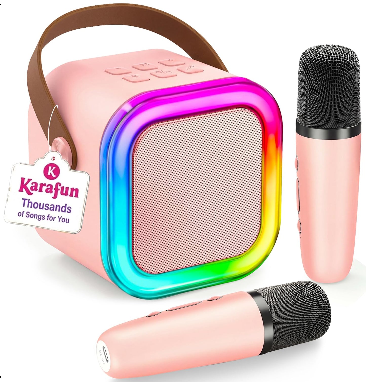 HotIROO Mini Karaoke Machine for Kids, 2026 TOP Toys Birthday Gifts Ideas for Girls Ages 4, 5, 6, 7, 8, 9, 10, 12+ Years Old, Portable MP3 Player with 2 Wireless Mics for Family Home Party