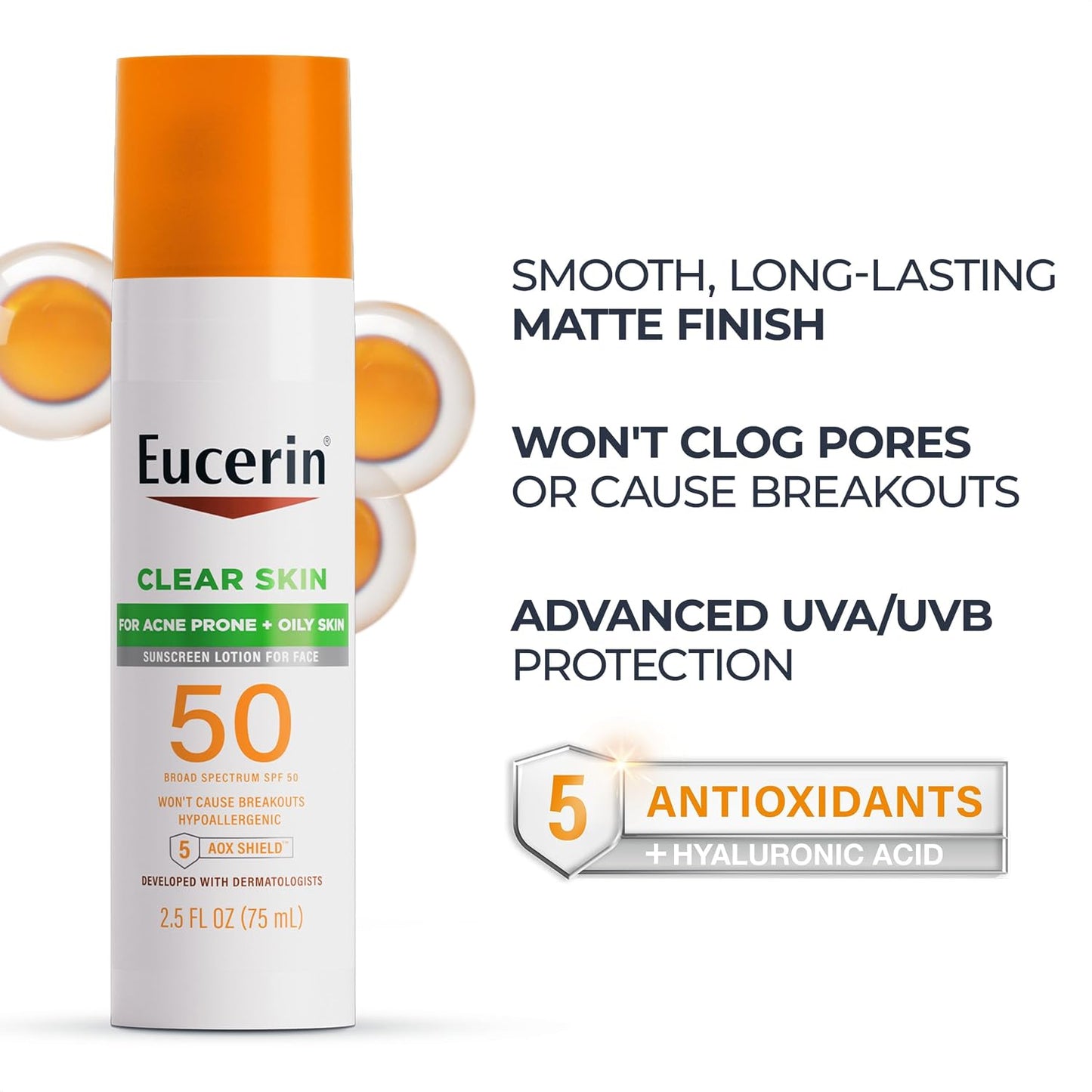 HotEucerin Sun Clear Skin Face Sunscreen Lotion SPF 50, 2.5 FL OZ