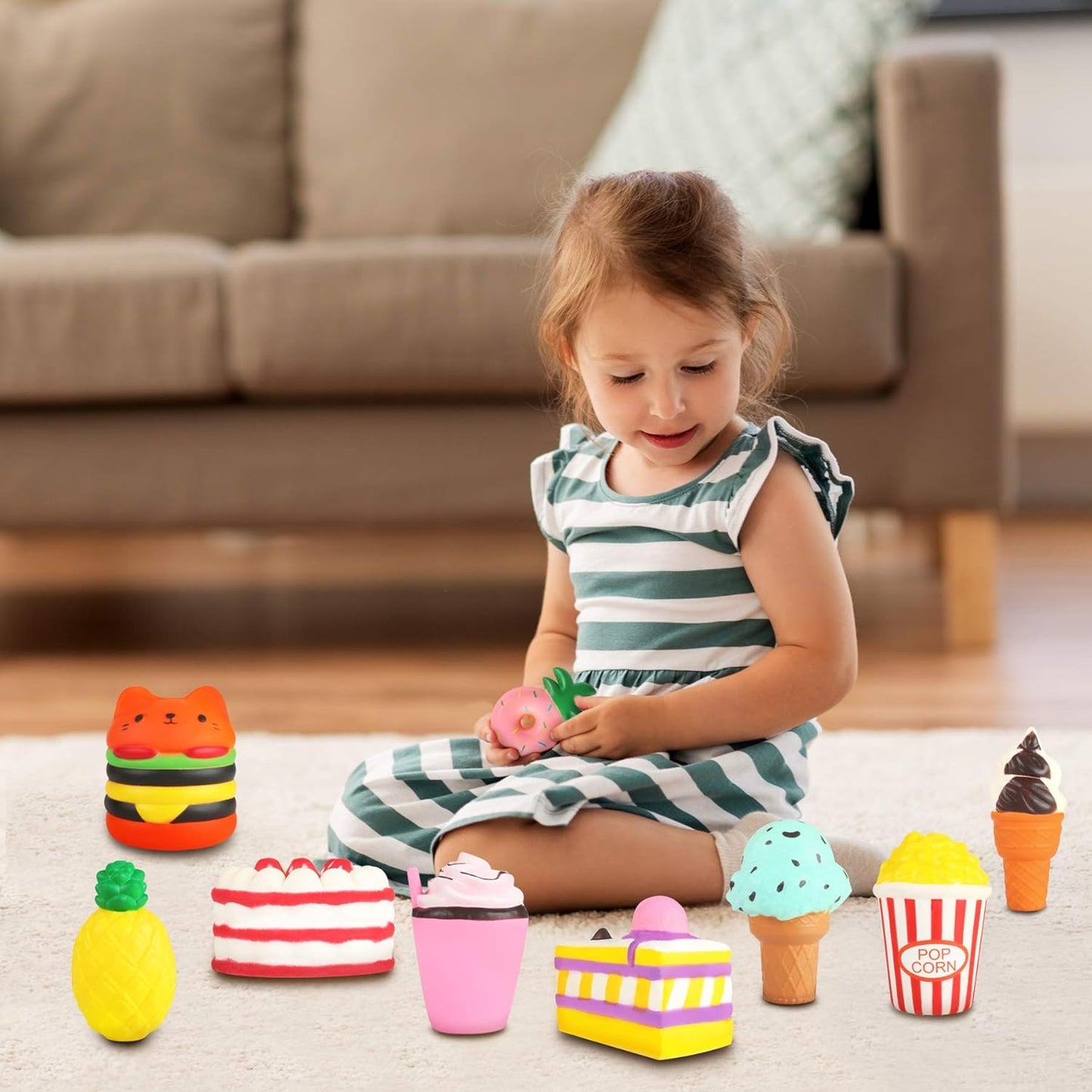 Hot Slow Rising Jumbo Squishies Toys Set - 9 Pack Soft Kawaii Squishy Hamburger Popcorn Cake Ice Cream Donut Stress Relief Squeeze Toy for Boys and Girls