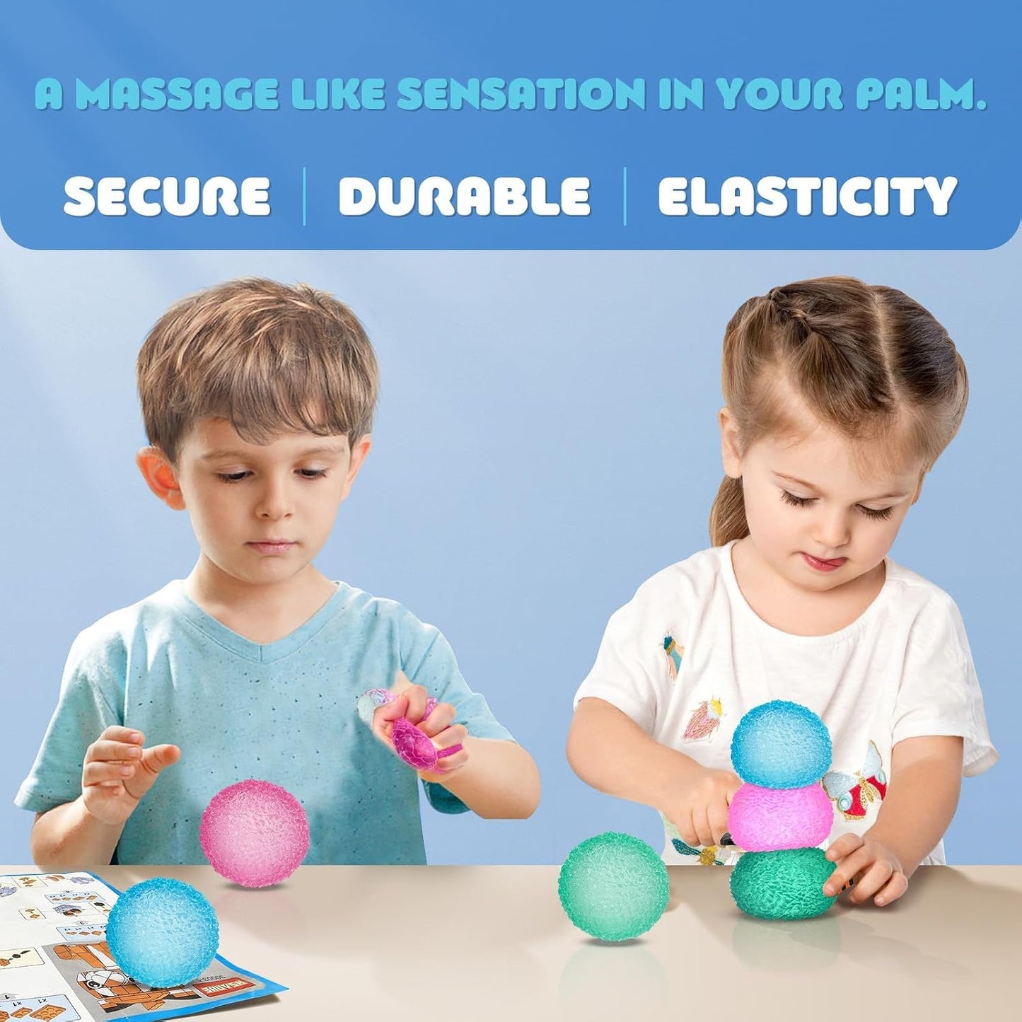Hot3pc Big Stress Balls for Adults, Squishy Ball Sensory Textured Memory Gel Fidget Toys for Kids/Adults Hand Exercises, Valentines Day Party Favors Anxiety Relief Squeeze Ball(2.36“)