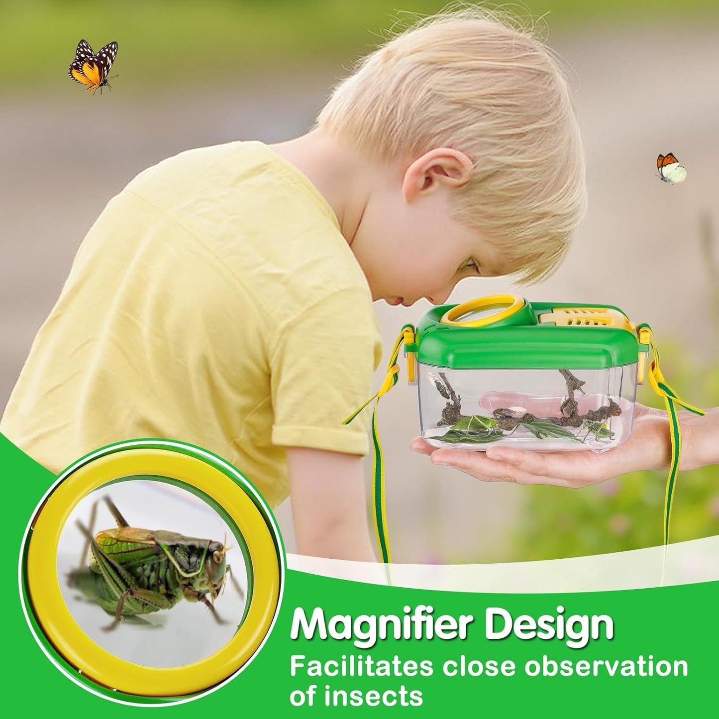 Hot 2Sets Bug Catcher for Kids - Sturdy Kids Bug Catching Kit Gifts with Collector Butterfly Net Tweezer, Bugs Habitat Outdoor Explorer Kit for Age 3 4 5 6 7 8, 8Pcs, Green & Pink