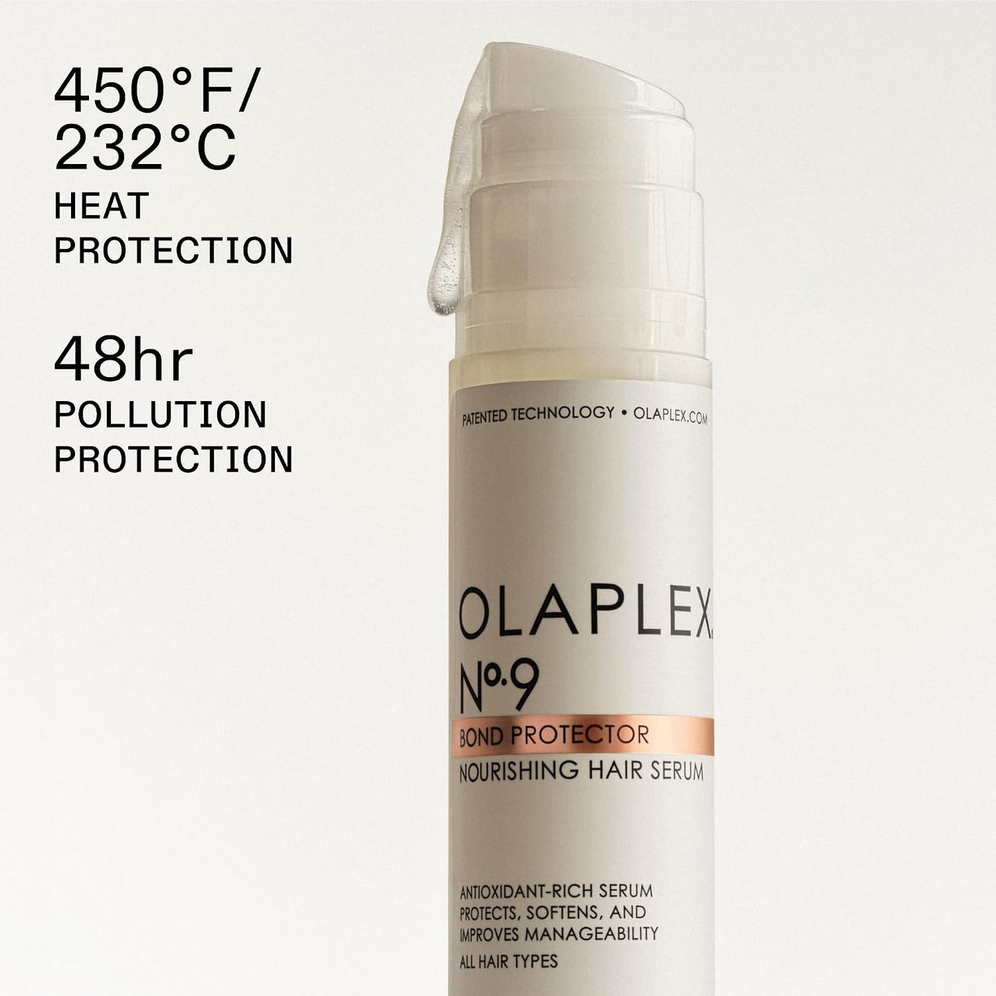 HotOlaplex Nº. 9 Bond Protector: Nourishing Hair Serum & Heat Protectant | Softens, Nourishes & Reduces Tangle & Static | For Coily, Curly, Straight, and Wavy, 90 mL / 3.0 Fl Oz