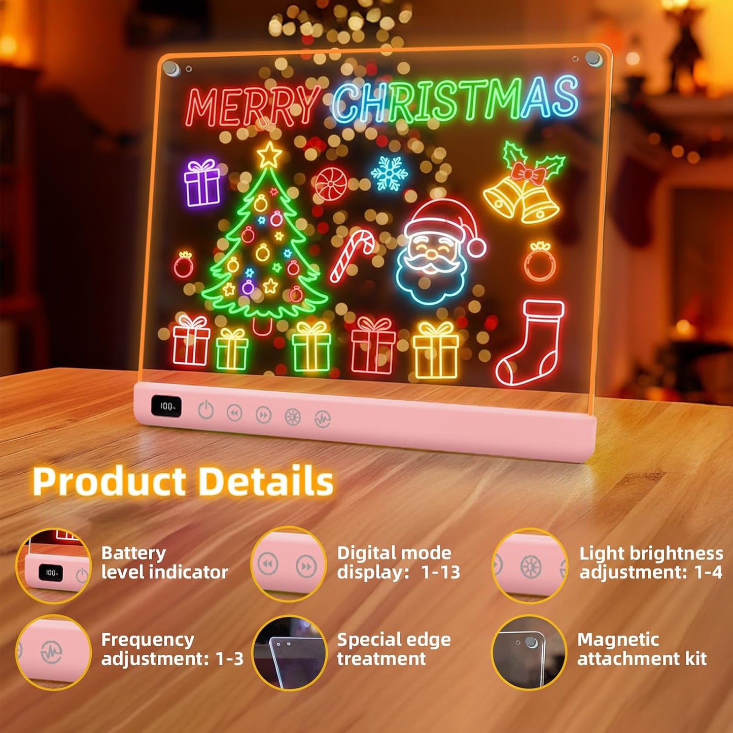 Hot Led Drawing Board with 13 Light Effects, 16" Rechargeable Glow Doodle LED Note Board with Colors, Neon Light Up Drawing Tablet Gifts for Kids for Easter Birthday Christmas Gift Ideas