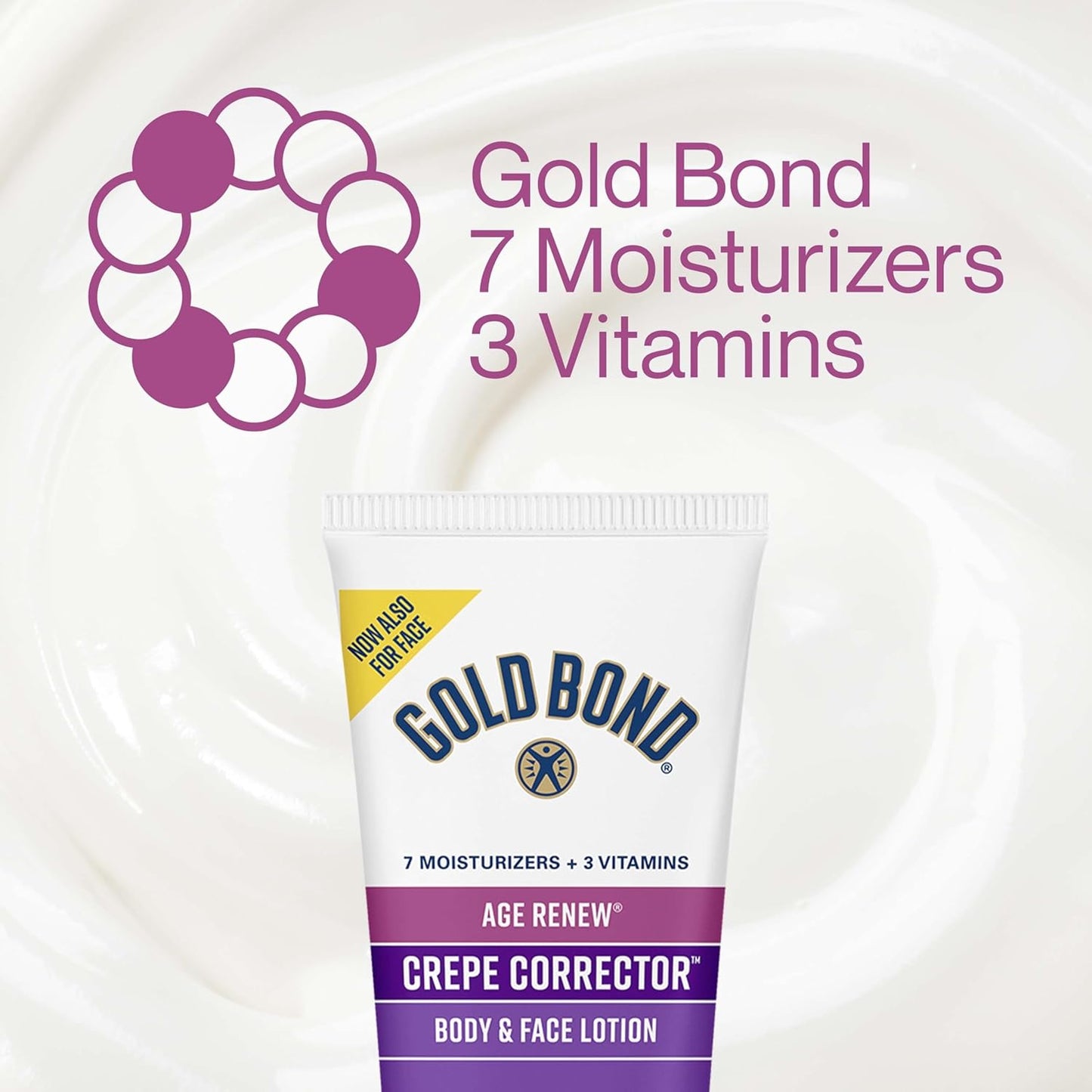 HotGold Bond Age Renew Crepe Corrector Body Lotion, Replenishing & Smoothing Formula, Gold Bond Crepe Corrector Body Lotion, 8 oz