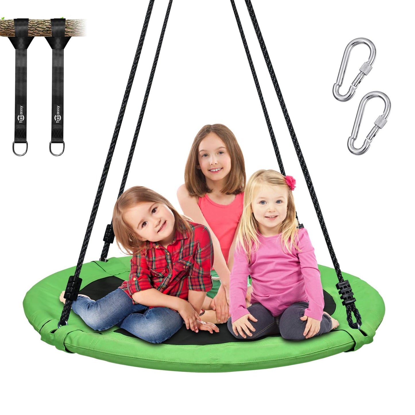 Hot Trekassy 700lb 40 Inch Saucer Tree Swing for Kids Adults Outdoor 900D Oxford Waterproof with 2pcs Tree Hanging Straps, Steel Frame and Adjustable Ropes Blue