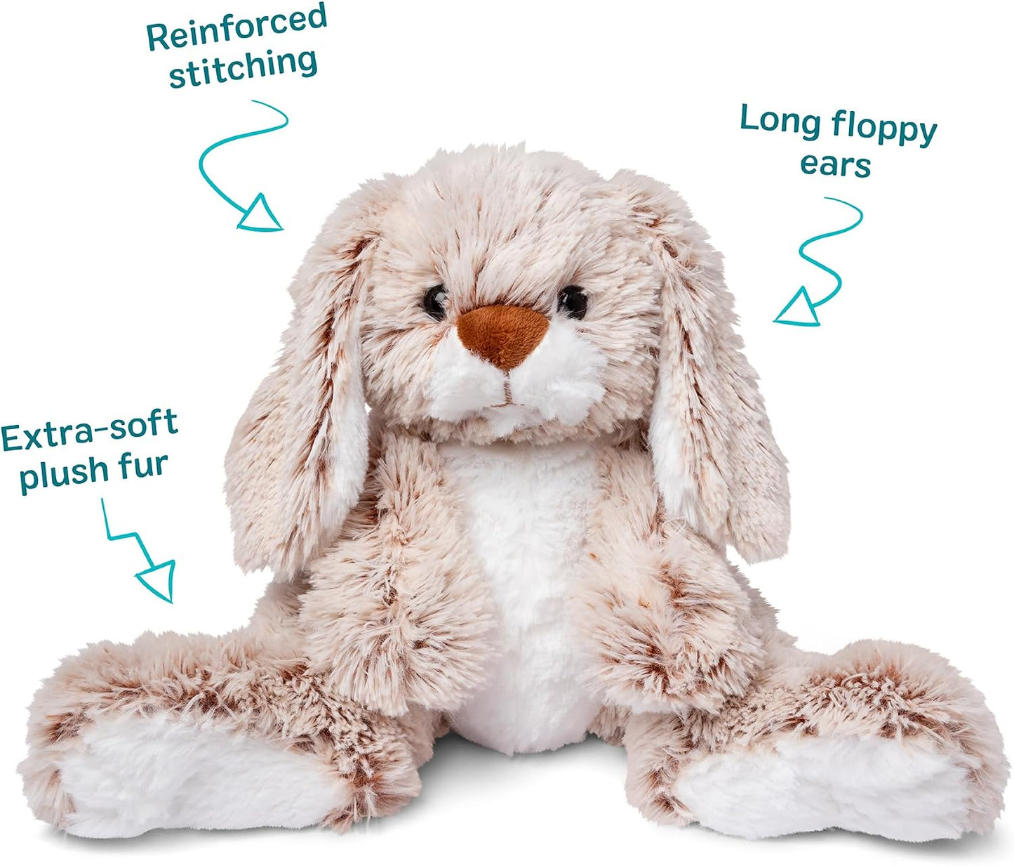 HotMelissa & Doug Burrow Bunny Stuffed Animal Plushie with Big Feet, Floppy Ears & Fluffy Tail, Adorable Pretend Play Toddler Toys for Girls & Boys 3+