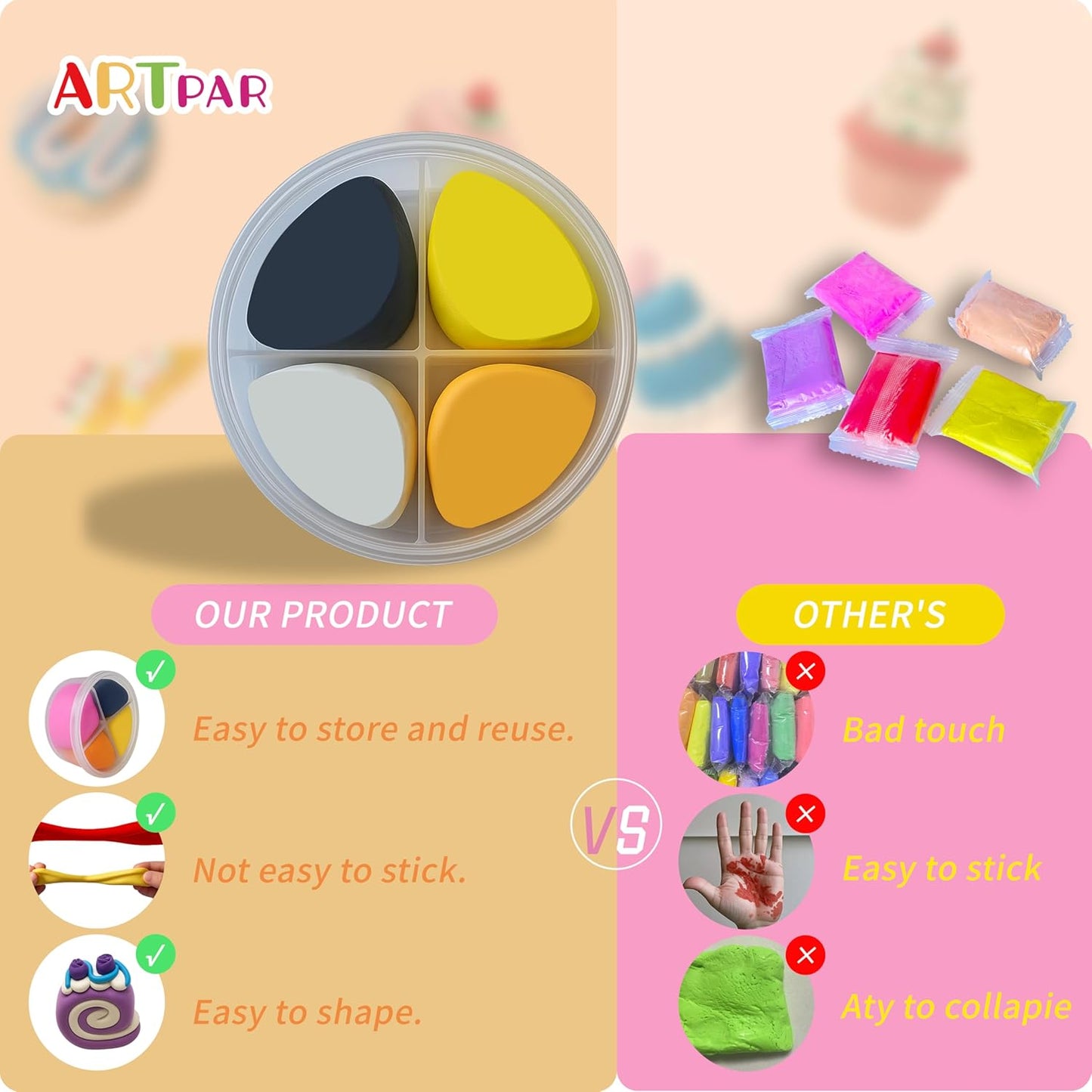 HotARTPAR Air Dry Clay Kit,12 Desserts Modeling Magic Clay for Kids Craft Kit | Ultra-Light & Soft, Safe and Non-Sticky | Cute DIY Art & Crafts Fun Kitchen Toys, Home Party Favors Gifts for Boys & Girls