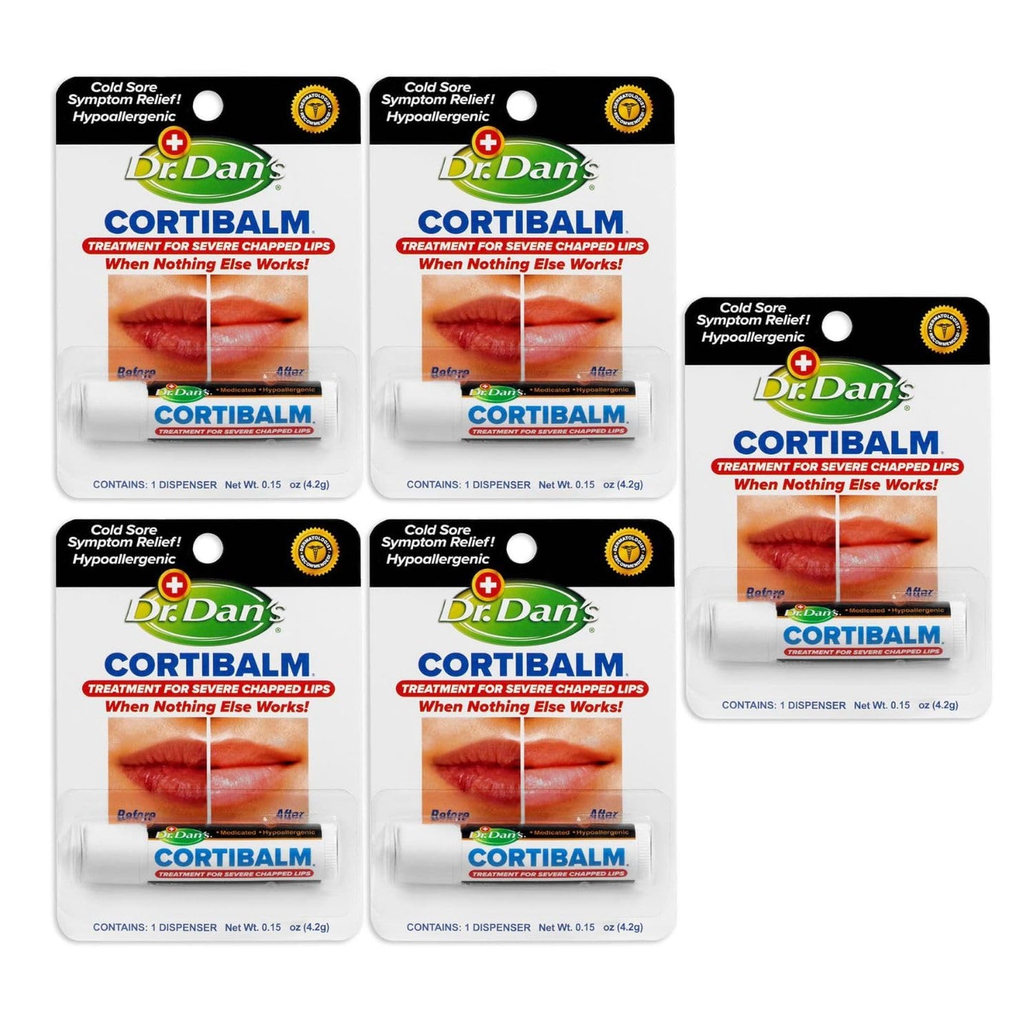 HotDr. Dans CortiBalm Lip Balm Patented Formula 0.14 Ounces (3-Pack)