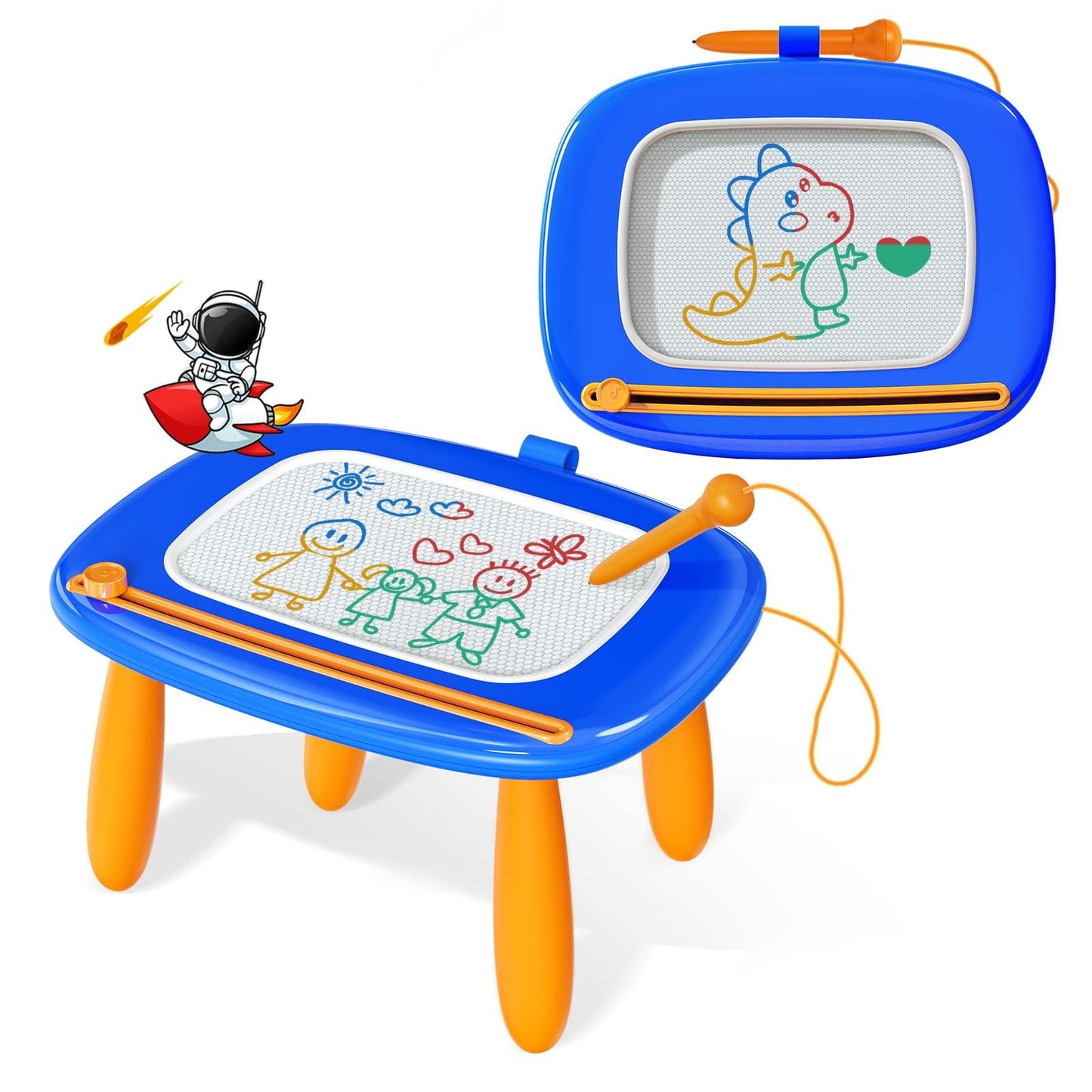 HotKikidex Magnetic Drawing Board, Toddler Girl Toys for 1-3 Year Old, Doodle Board Pad Learning and Educational Toys for 1 2 3 Year Old Baby Kids Birthday Gift (Light Blue)