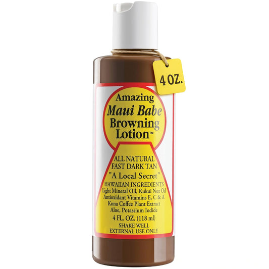 HotMaui Babe Browning Lotion - Natural Hawaiian Tan Accelerator with Vitamins & Antioxidants - Moisturizing Formula for All Skin Types - Made in USA - 4 fl oz