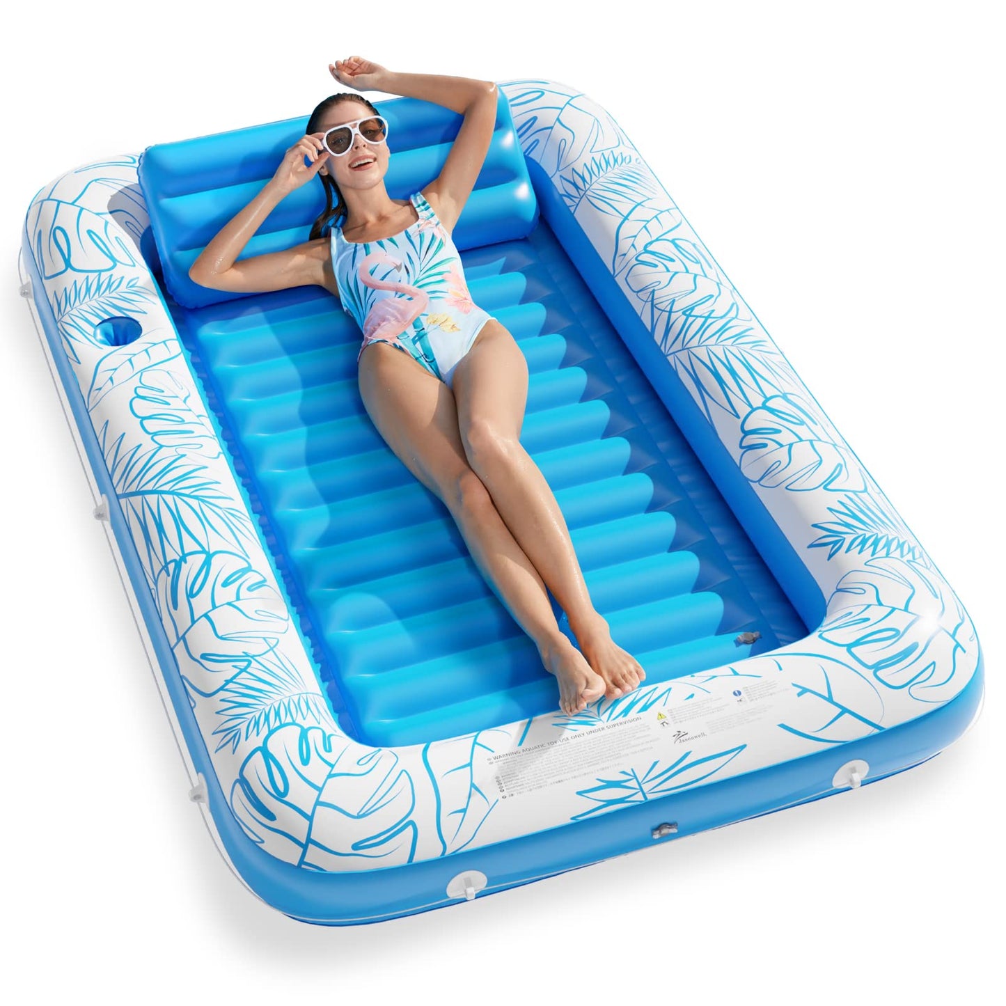 HotInflatable Tanning Pool Lounger Float - Jasonwell 4 in 1 Sun Tan Tub Sunbathing Pool Lounge Raft Floatie Toys Water Filled Tanning Bed Mat Pad for Adult Blow Up Kiddie Pools Kids Ball Pit (MG,L)