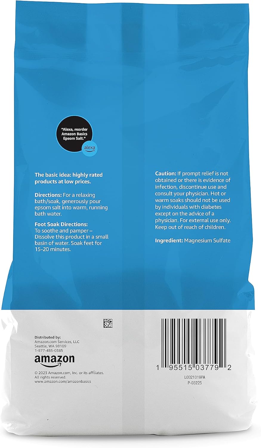 HotAmazon Basics Epsom Salt Soak, Fragrance Free, Magnesium Sulfate USP for Relaxation and Soothing Foot Soaking, 3 Pound Resealable Bags, 6-Pack