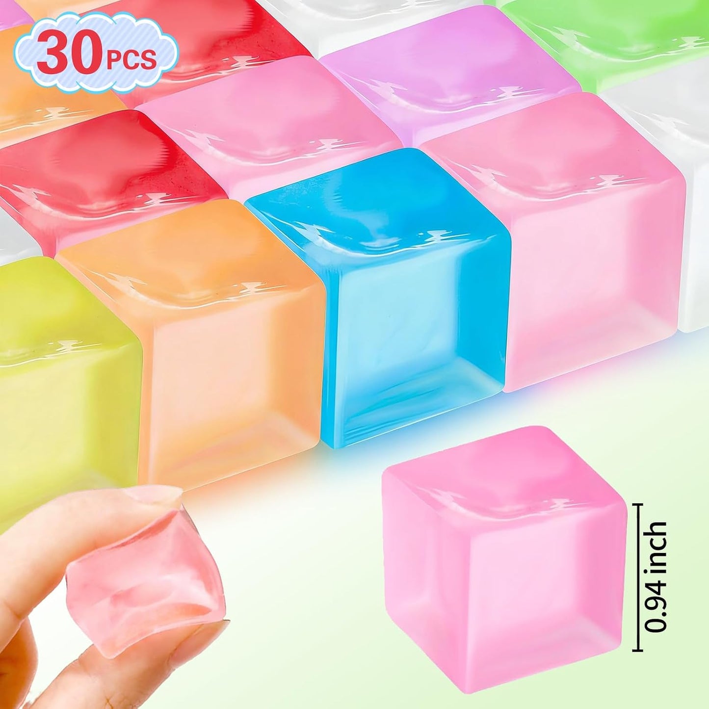 Hot30 Pack Mini Ice Cube Squishy Fidget Toys for Kids and Adults, Mini Stress Cube Squeeze Toys, Square Stress Balls Sensory Toys for Anxiety Relief, Treasure Box Toys Classroom Prizes Party Favors