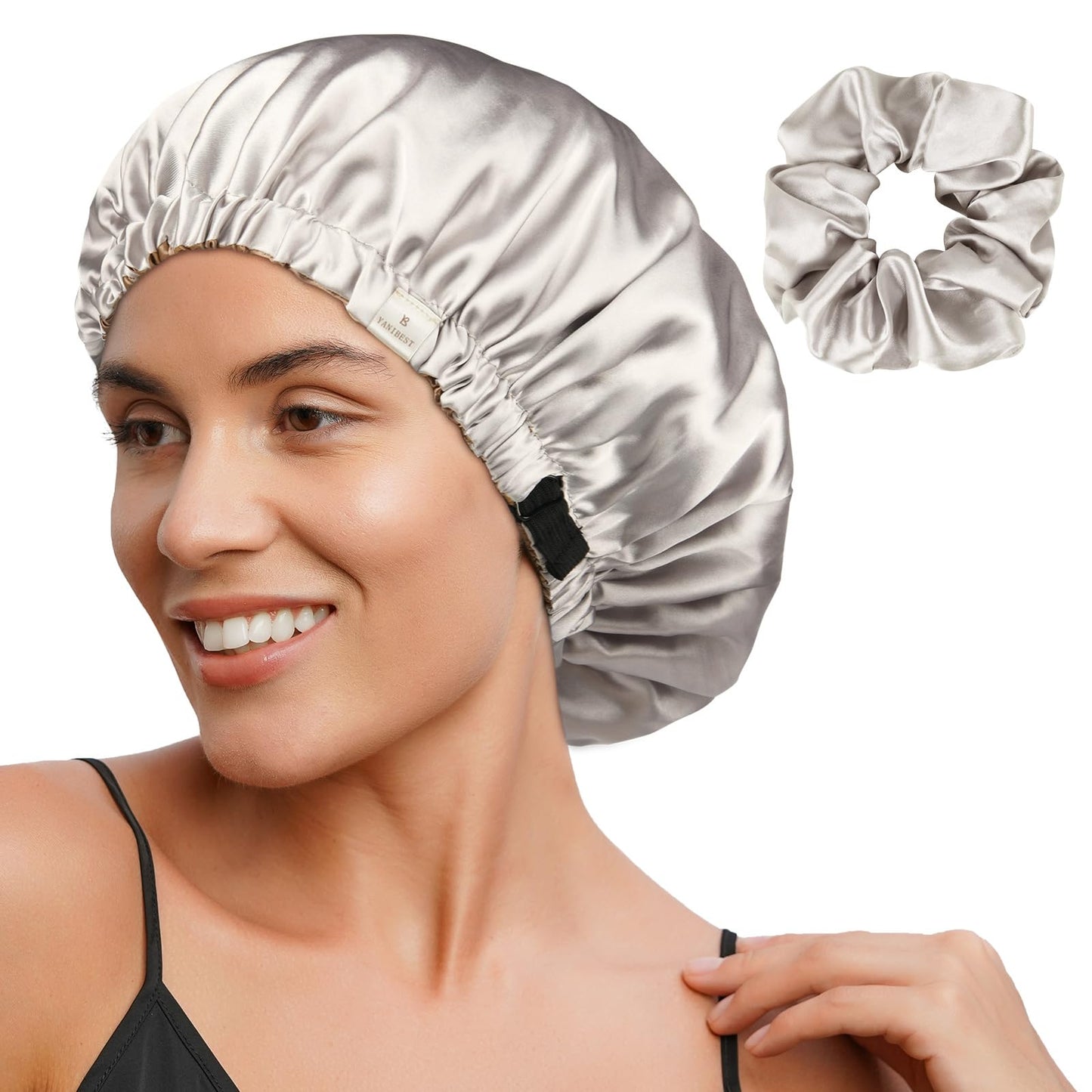 HotYANIBEST Adjustable Satin Bonnet Double Layer Hair Bonnet for Sleeping Bonnets for Women Hats Curly Natural Hair, Blush Pink | Double Layer, Reversible Bonnet, Natural Curly Coily, Maintain Moisture, Soft Adjustable Elastic Band Sleep Cap