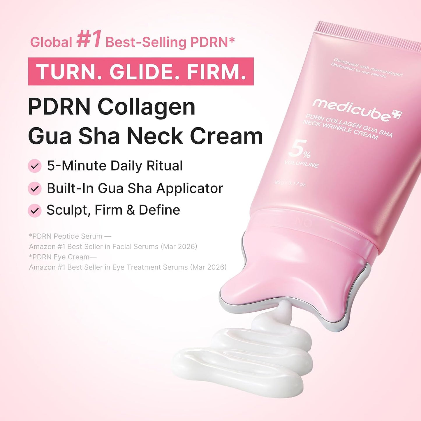 Hotmedicube PDRN Collagen Gua Sha Neck Wrinkle Cream | Built-In Gua Sha Massager with Volufiline 5% | Firming, Contour Care for the Look of Fine Lines, Jawline, Neck, Décolleté | Korean Skincare, 3.17 oz