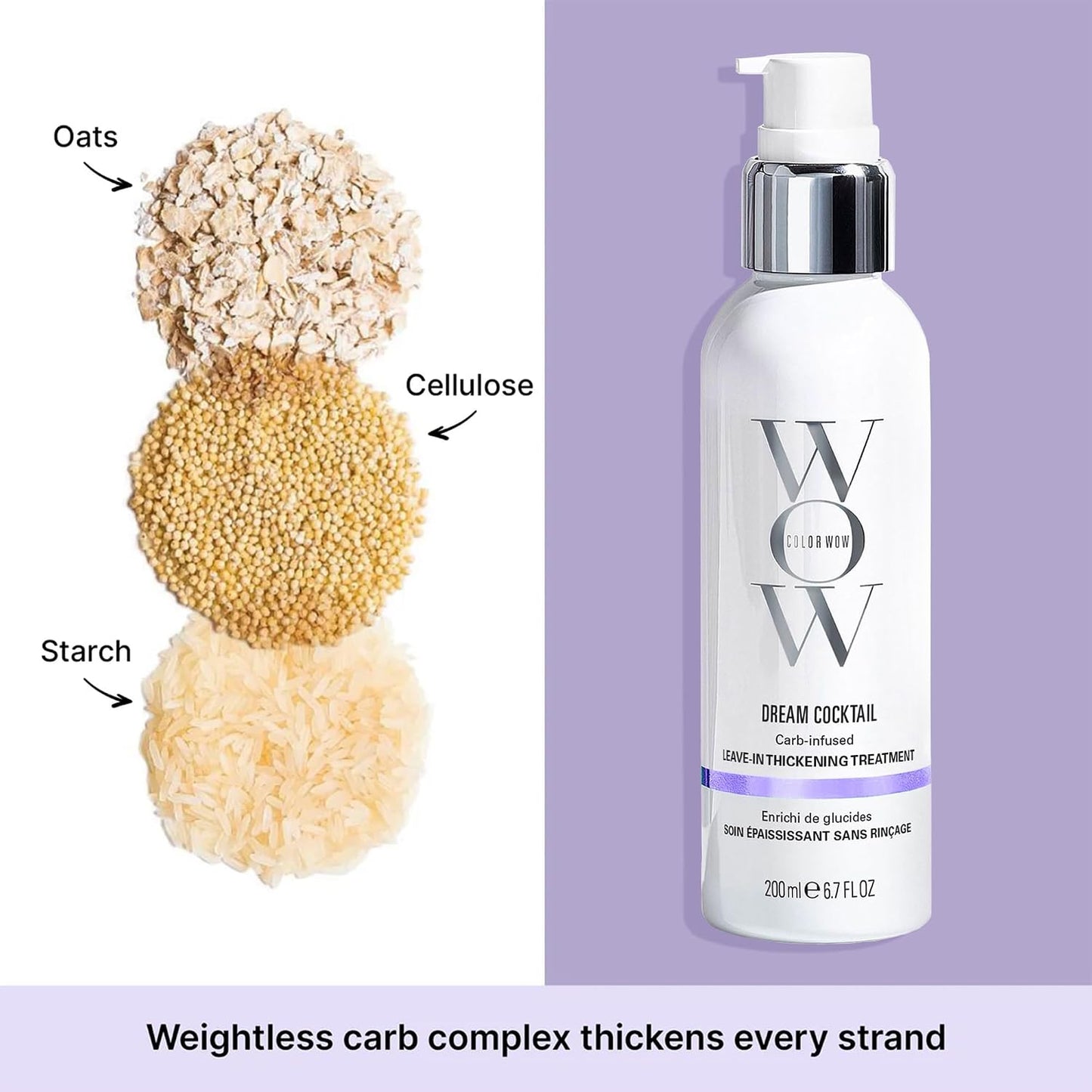 HotCOLOR WOW Dream Cocktail Carb Infused Leave-in Treatment – Transform Thin Hair to Thick & Full | with Heat Protection