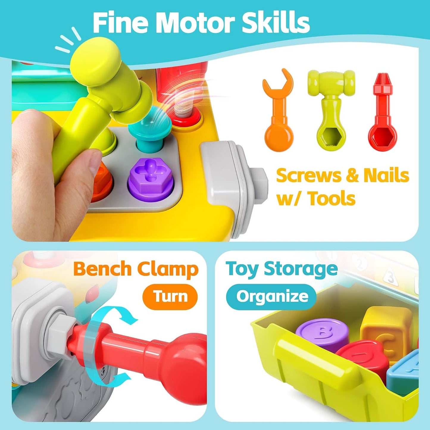 Hot iPlay, iLearn Toddler Musical Workbench Toys for One Year Old Boys, Baby Pretend Play Tool Set, Infant Shape Sorter Activities, Kids Pounding Game, 1st Birthday Gift for 12 18 24 Month Girls Age 1 2 3
