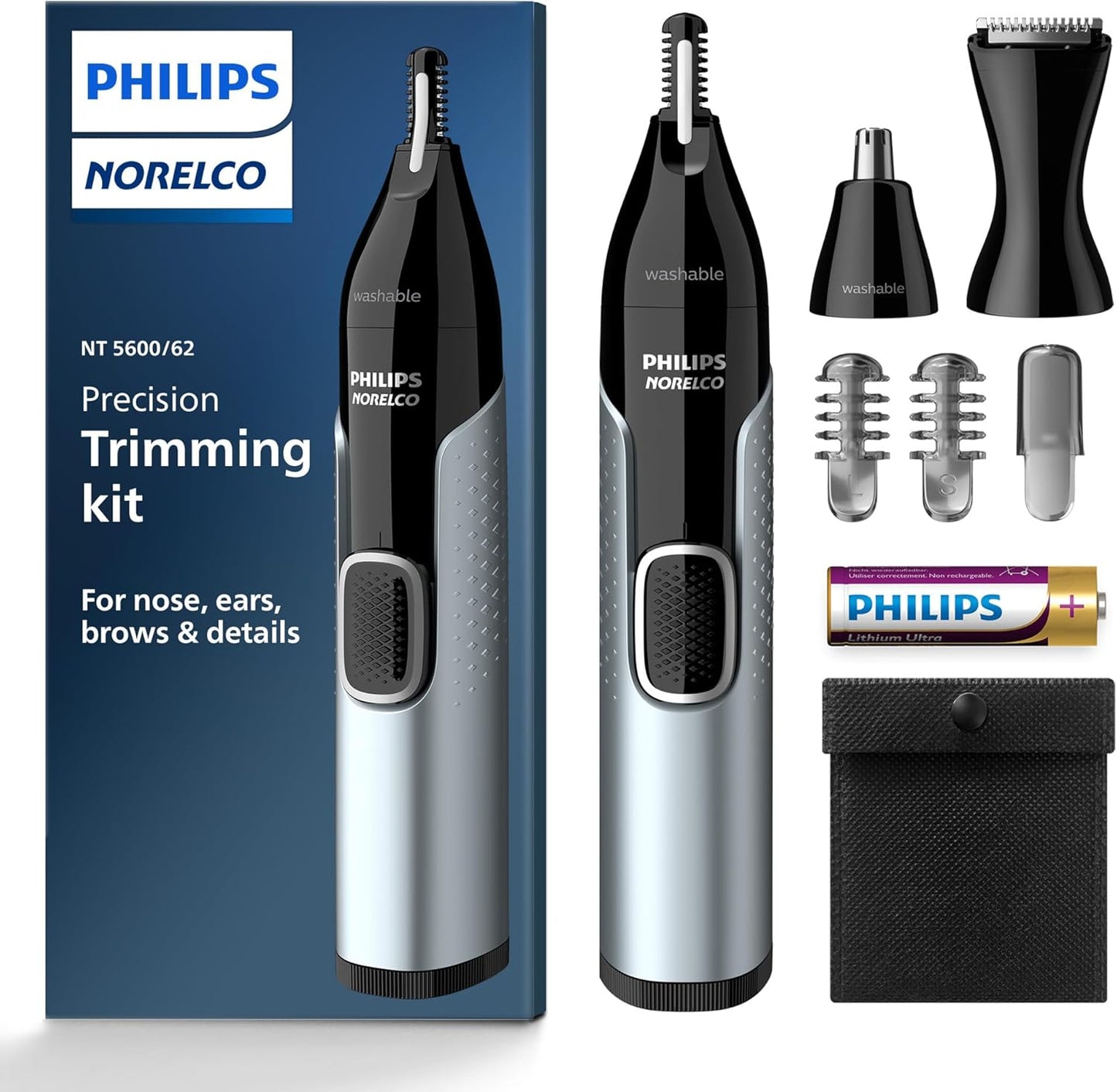 HotNorelco Philips Nose Trimmer 5000 for Nose, Ears, Eyebrows Trimming Kit, NT5600/62