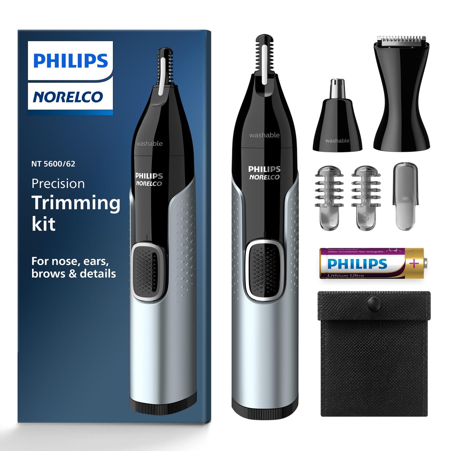 HotNorelco Philips Nose Trimmer 5000 for Nose, Ears, Eyebrows Trimming Kit, NT5600/62
