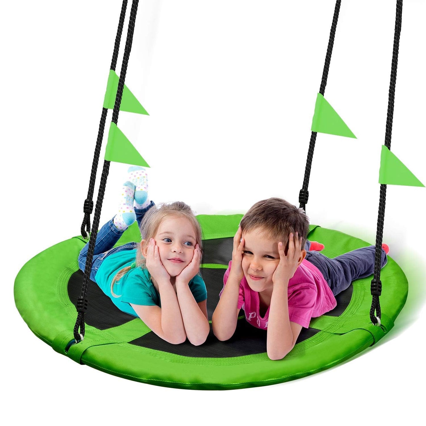 Hot PACEARTH 40 Inch Saucer Tree Swing Flying 900lb Weight Capacity 2 Added Hanging Straps Adjustable Multi-Strand Ropes Colorful Safe and Durable Swing Seat for Children