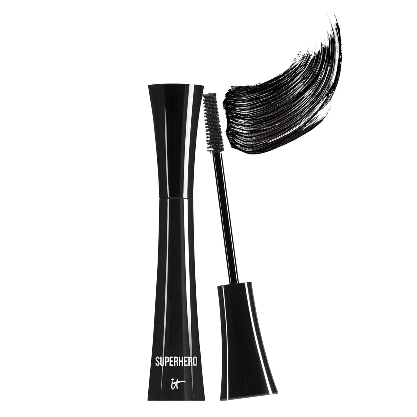 HotIT Cosmetics Superhero Elastic Stretch Volumizing + Lengthening Mascara | Lifting & Curling Mascara with Lash-Loving Biotin, Hydrolyzed Collagen + Peptides, Great for Sparse Short + Long Eyelashes
