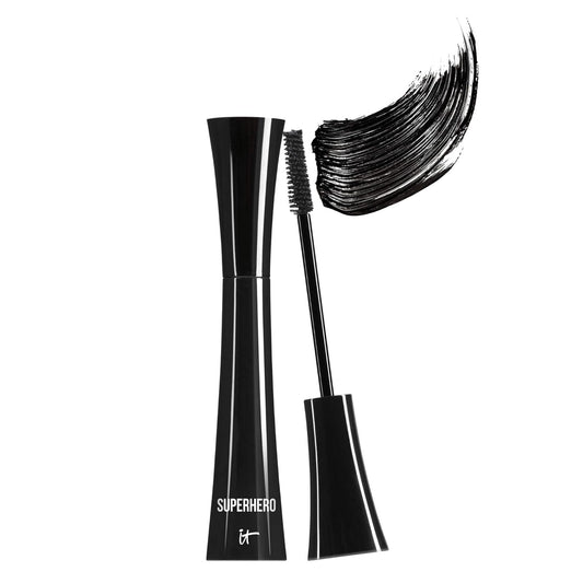 HotIT Cosmetics Superhero Elastic Stretch Volumizing + Lengthening Mascara | Lifting & Curling Mascara with Lash-Loving Biotin, Hydrolyzed Collagen + Peptides, Great for Sparse Short + Long Eyelashes
