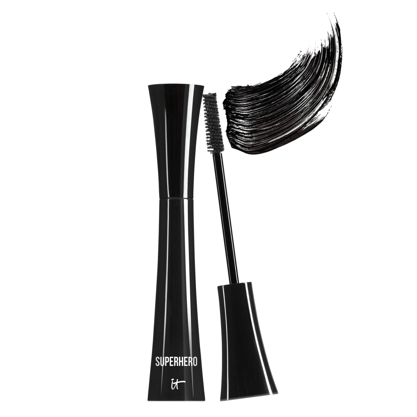 HotIT Cosmetics Superhero Elastic Stretch Volumizing + Lengthening Mascara | Lifting & Curling Mascara with Lash-Loving Biotin, Hydrolyzed Collagen + Peptides, Great for Sparse Short + Long Eyelashes