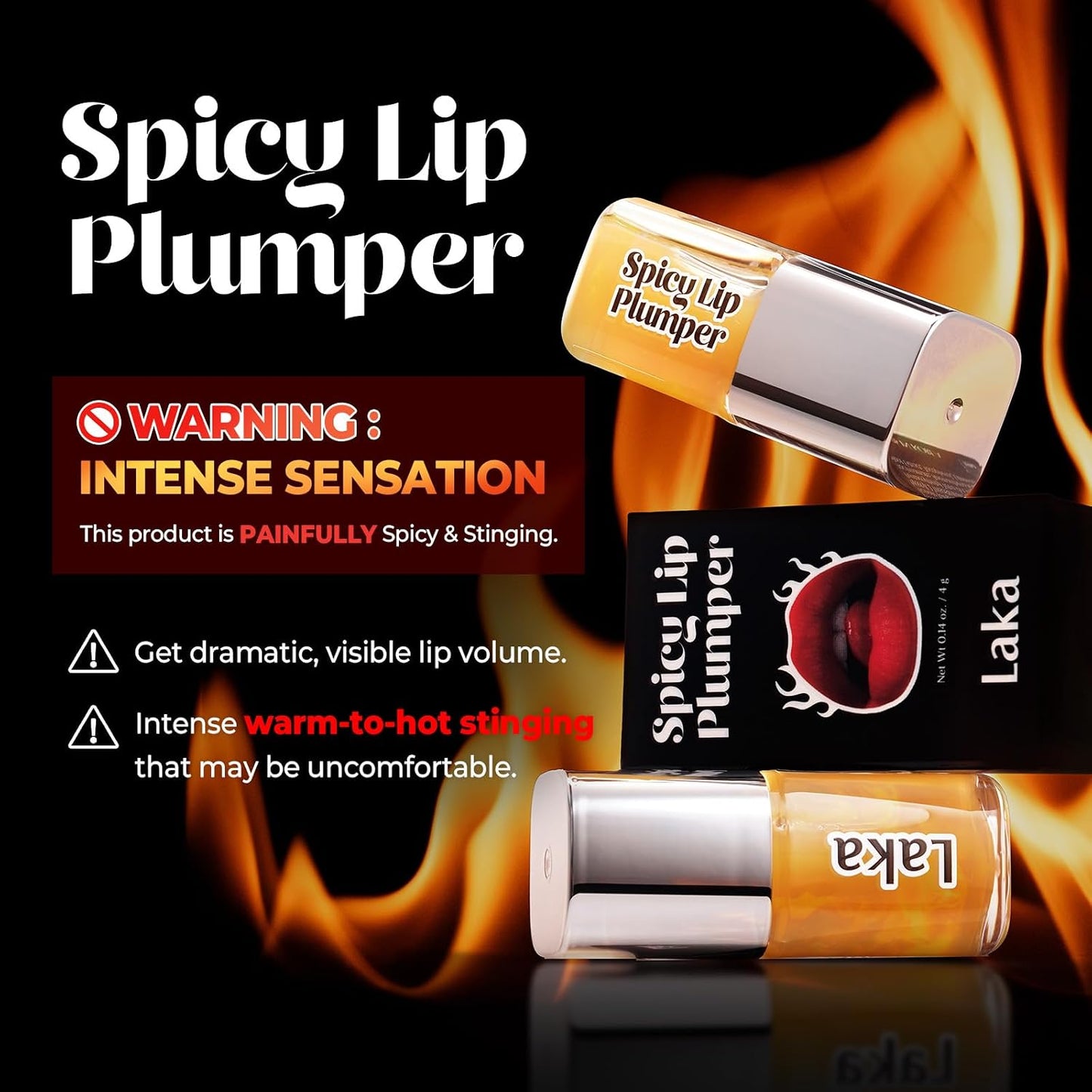 HotLaka Spicy Lip Plumper - Maximum Extra Strength (For Experienced Users) | Clear Glass-like High-Shine Lip Gloss | Lip Volumizer Serum, Non-Sticky | K-Beauty, 0.14oz