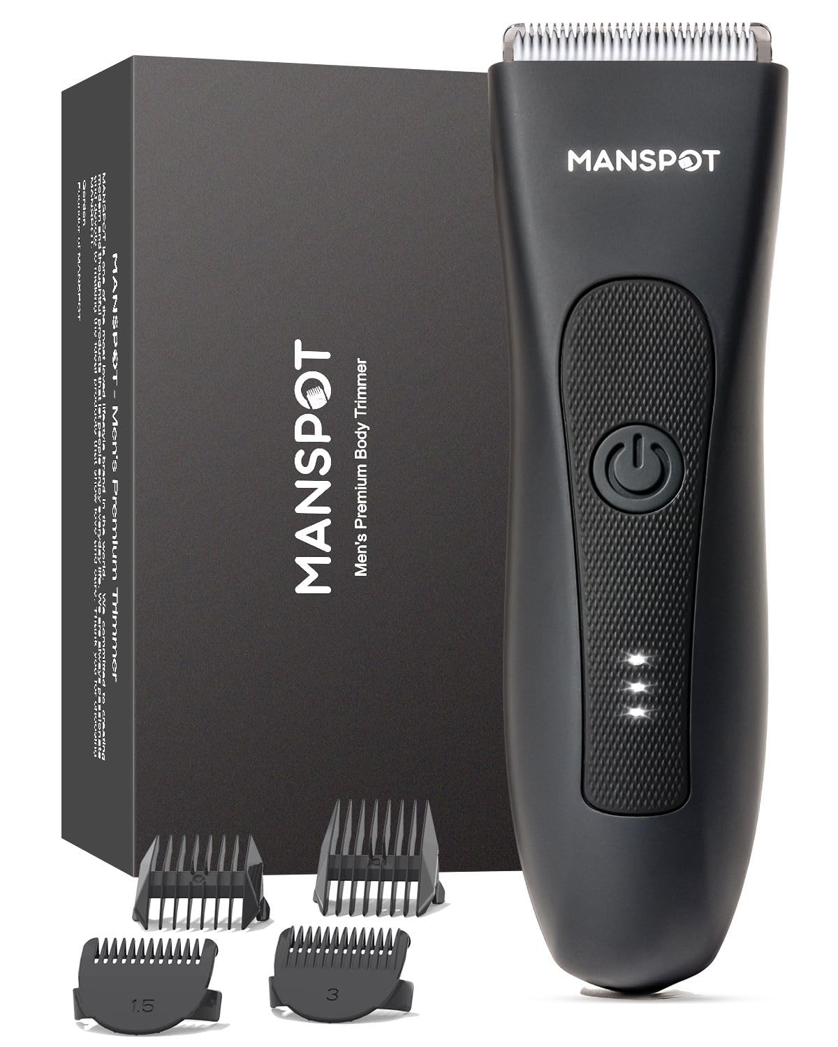 HotMANSPOT Manscape Groin & Body Hair Trimmer for Men, Electric Ball Pubic Trimmer Shaver,Manscape Kit with 4 Guard,Replaceable Ceramic Blade Heads,Waterproof Wet/Dry Shaver,90 Minutes Shaving