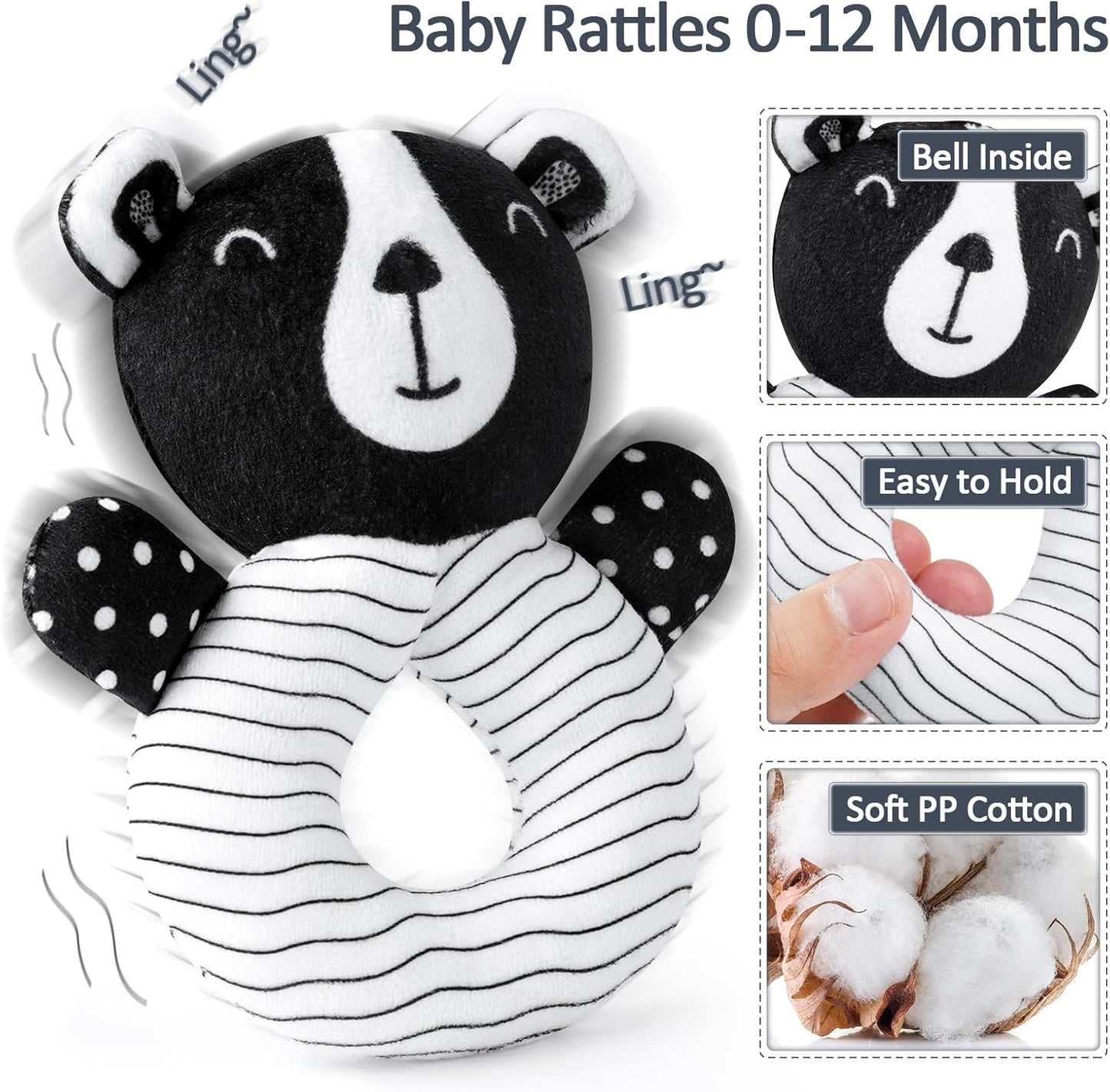 Hot Joyreal High Contrast Baby Toys for Newborn, Black and White Baby Sensory Toys with Car Seat Toys,Infant Toys with Black White Cards Book, Montessori Toys for Baby Gifts