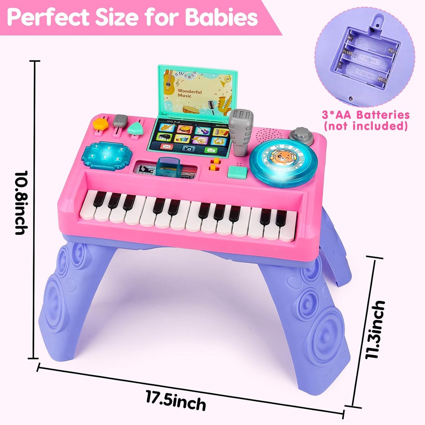 Hot Baby DJ Table for Toddlers with Music & Light, Musical Baby Piano Toys Toddler Activity Table Music Instruments Learning Educational Toys for Boys Girls First Birthday Gifts